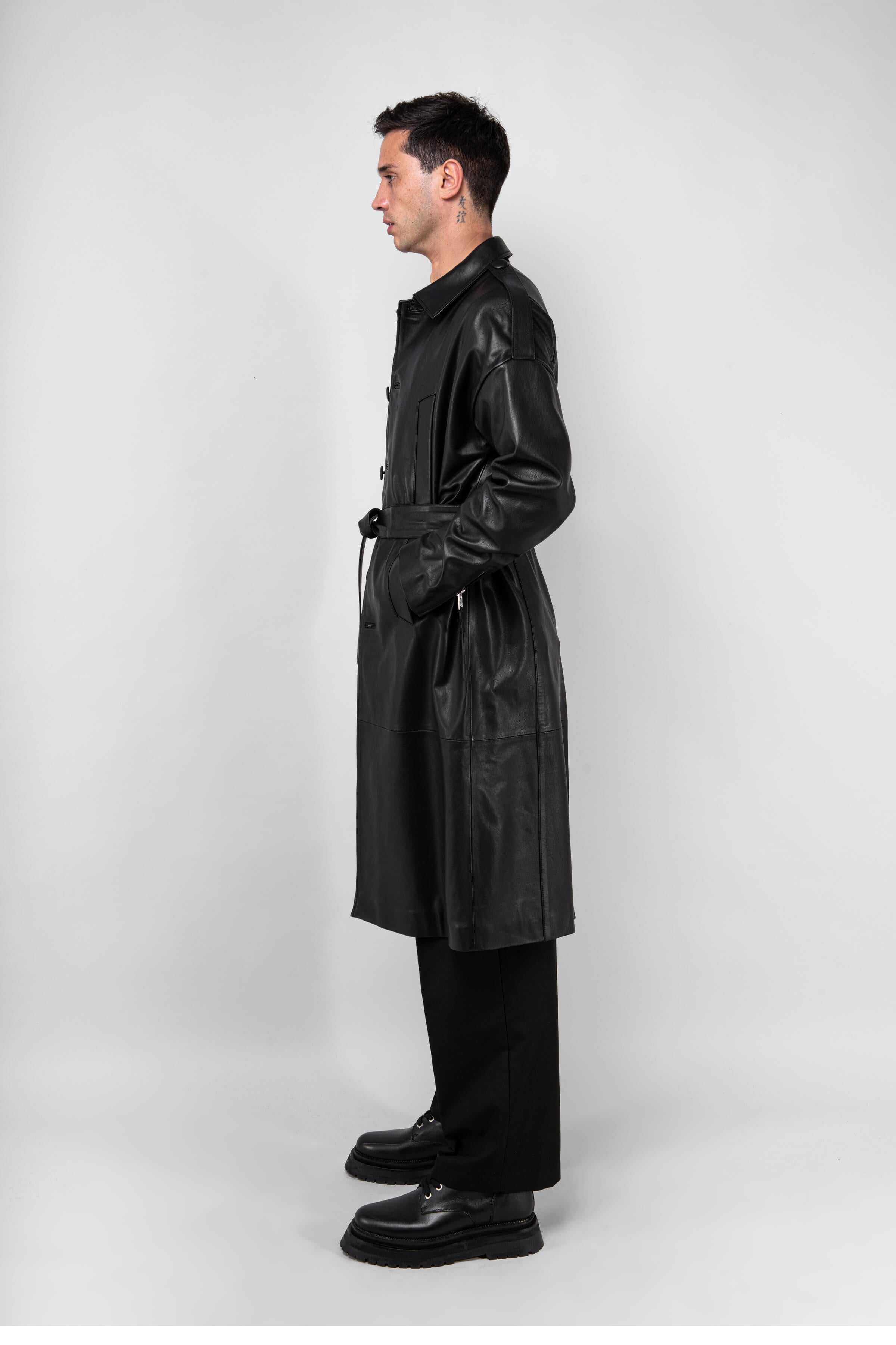 Men's Drop Shoulder Leather Trench Coat - Stylish Waterproof Outerwear for Fall & Winter | Perfect for Business, Dating & Formal Occasions