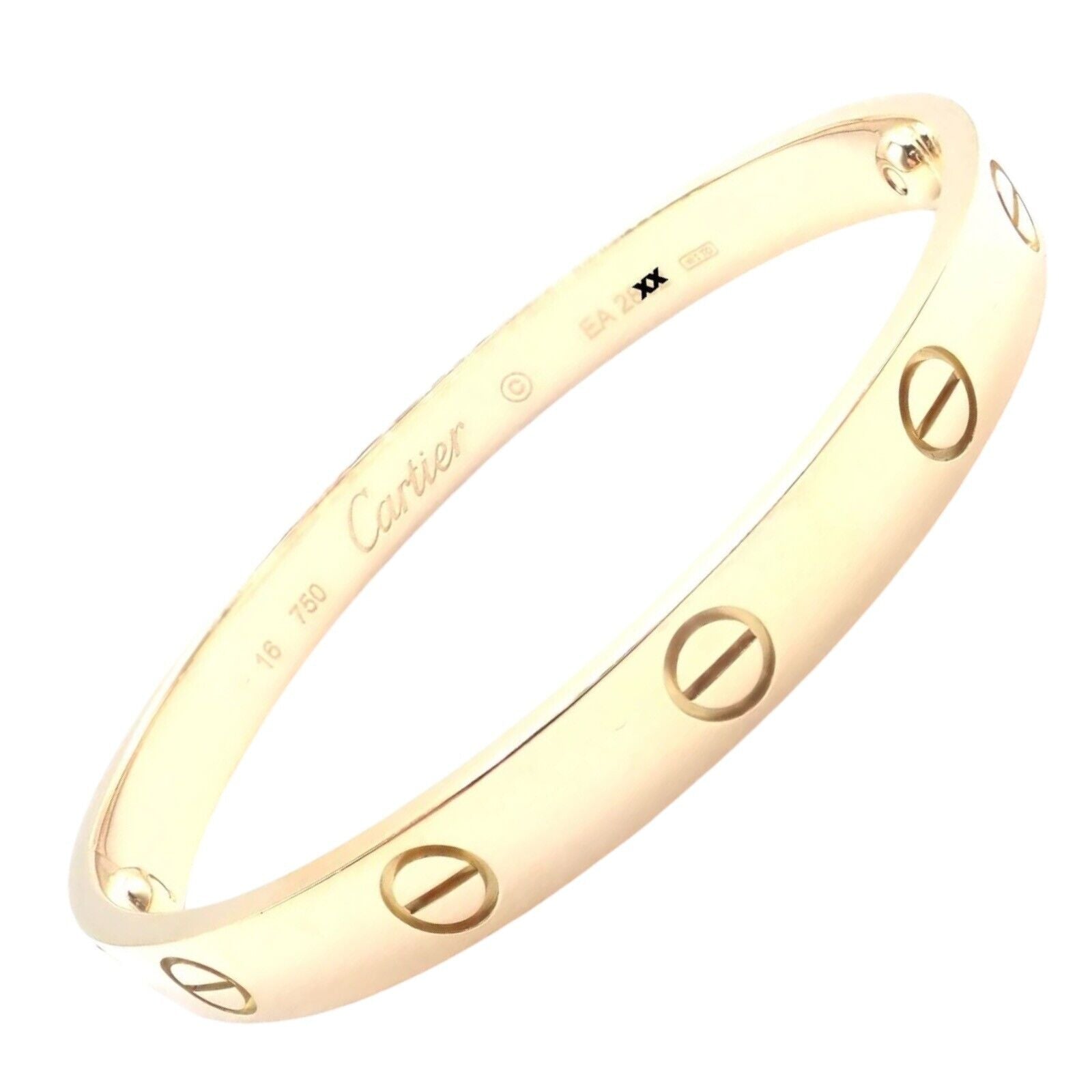 Authentic Cartier 18K Yellow Gold Love Bangle Bracelet - Size 19 - Luxury Jewelry Gift for Women - Perfect for Anniversaries, Weddings & Special Occasions