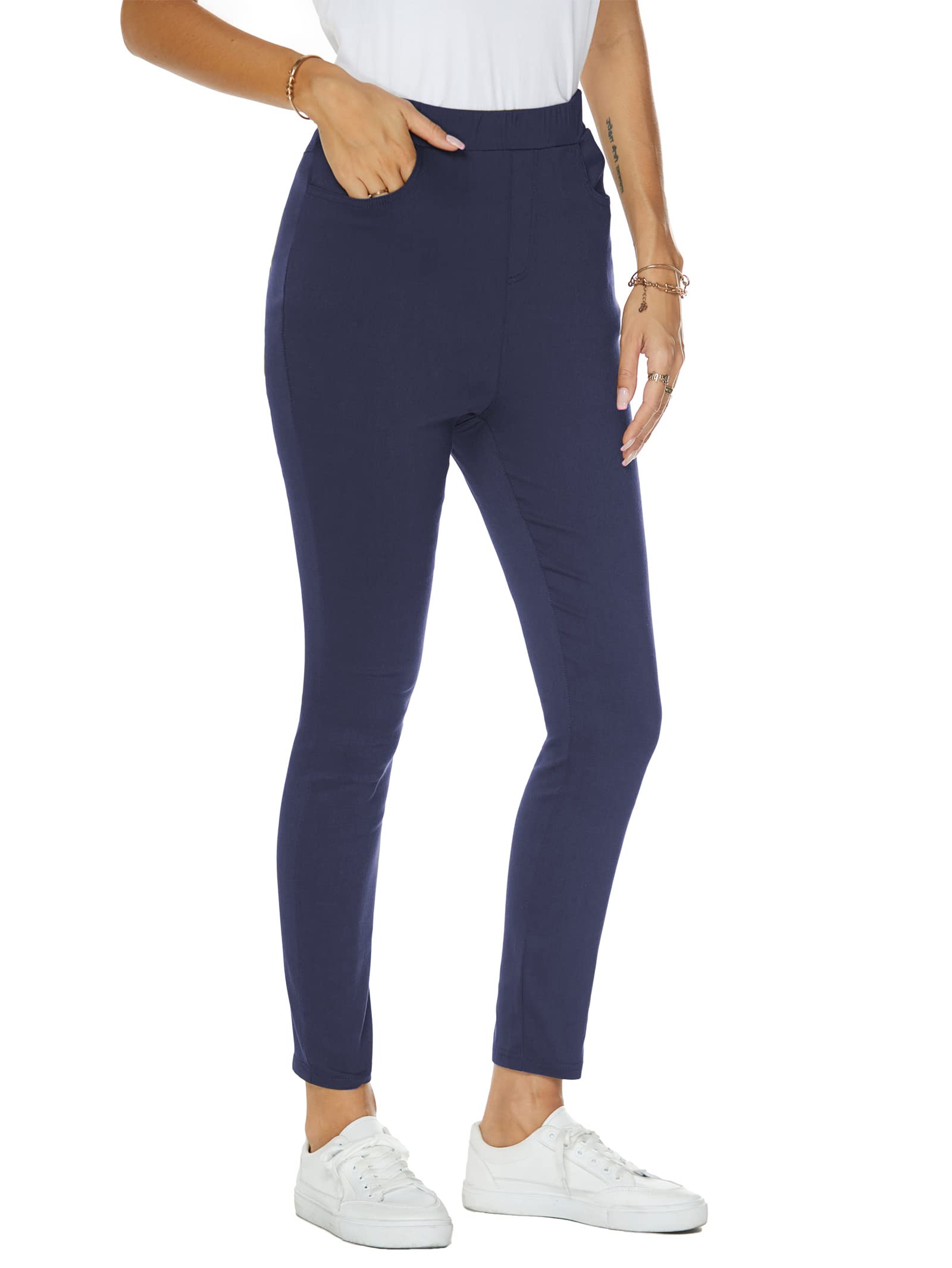 Famulily Women's Stretch Skinny Dress Pants with Tummy Control - Pull On Work Pants & Business Casual Leggings [Sizes S-2XL] for Office, Travel & Everyday Wear