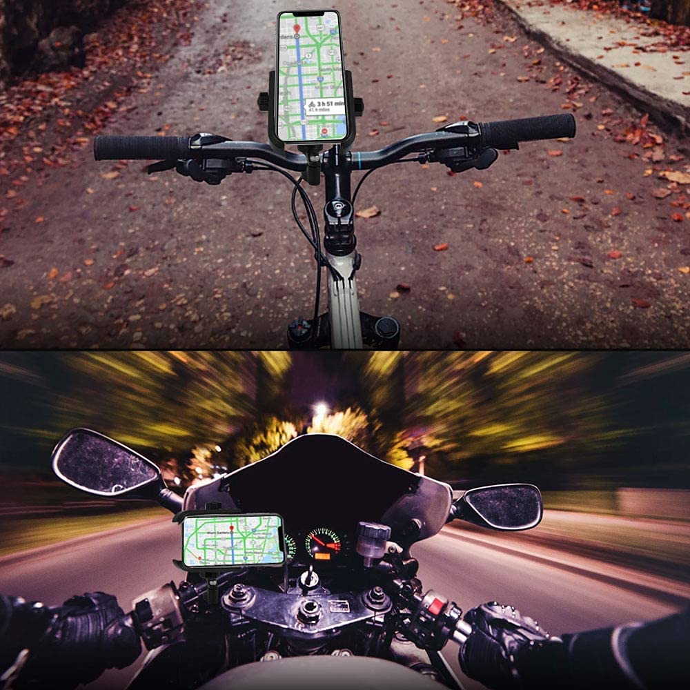 **VITILAN Upgraded Universal Bike Phone Mount - Anti-Shake, 360° Rotatable, Adjustable Smartphone Holder for iPhone, Samsung, GPS Devices (4-7.2 inches) - Perfect for Cycling, Commuting & Outdoor Adventures (Black)**