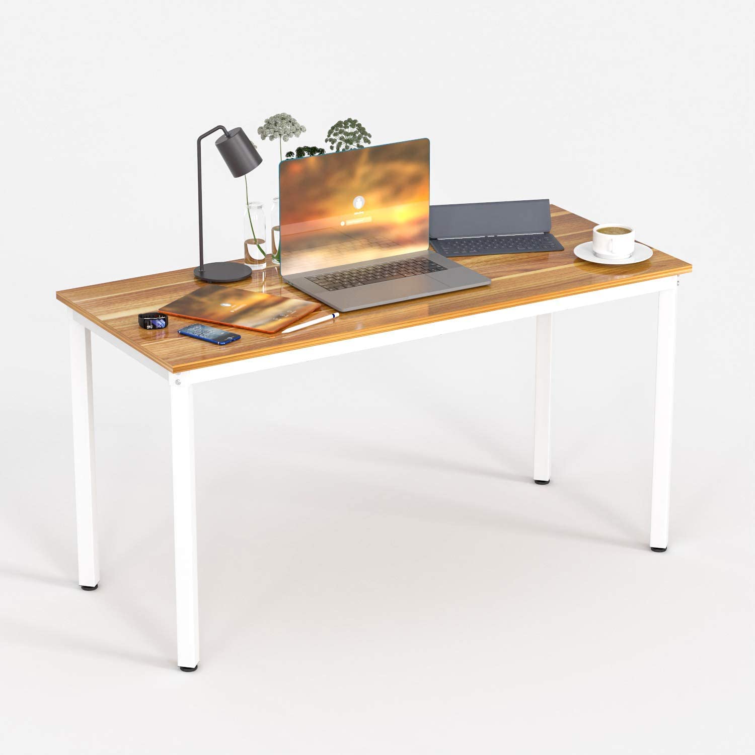 Anivia 47 Inch Walnut Computer Desk - Home Office Desk, Writing Table, Study Desk & Dining Table (47