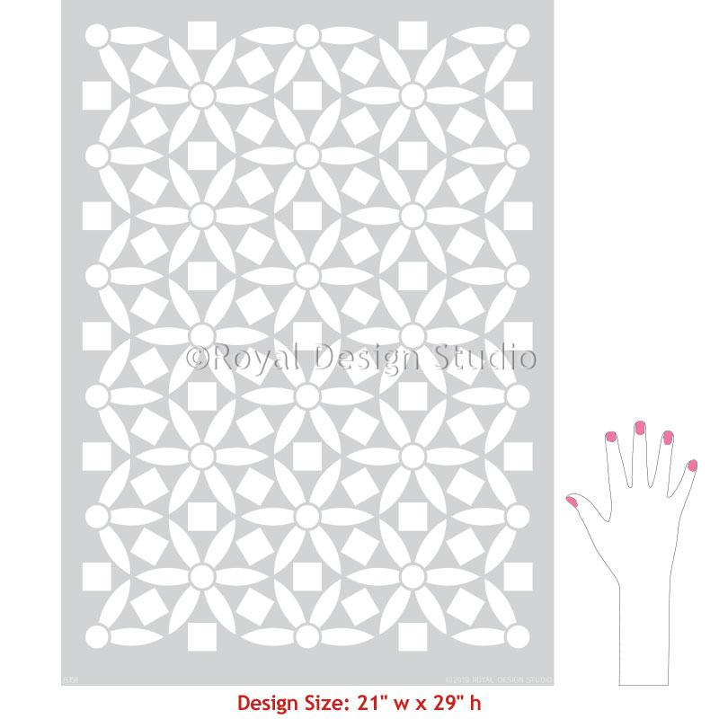 Ranae Geometric Floral Stencil Set for DIY Wall Art, Furniture Painting, and Home Decor - Reusable Craft Templates for Creative Projects