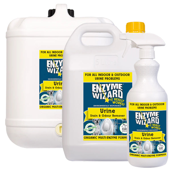 Enzyme Wizard Urine Stain & Odor Eliminator - Powerful Pet & Household Cleaner for Carpets, Mattresses & Clothes