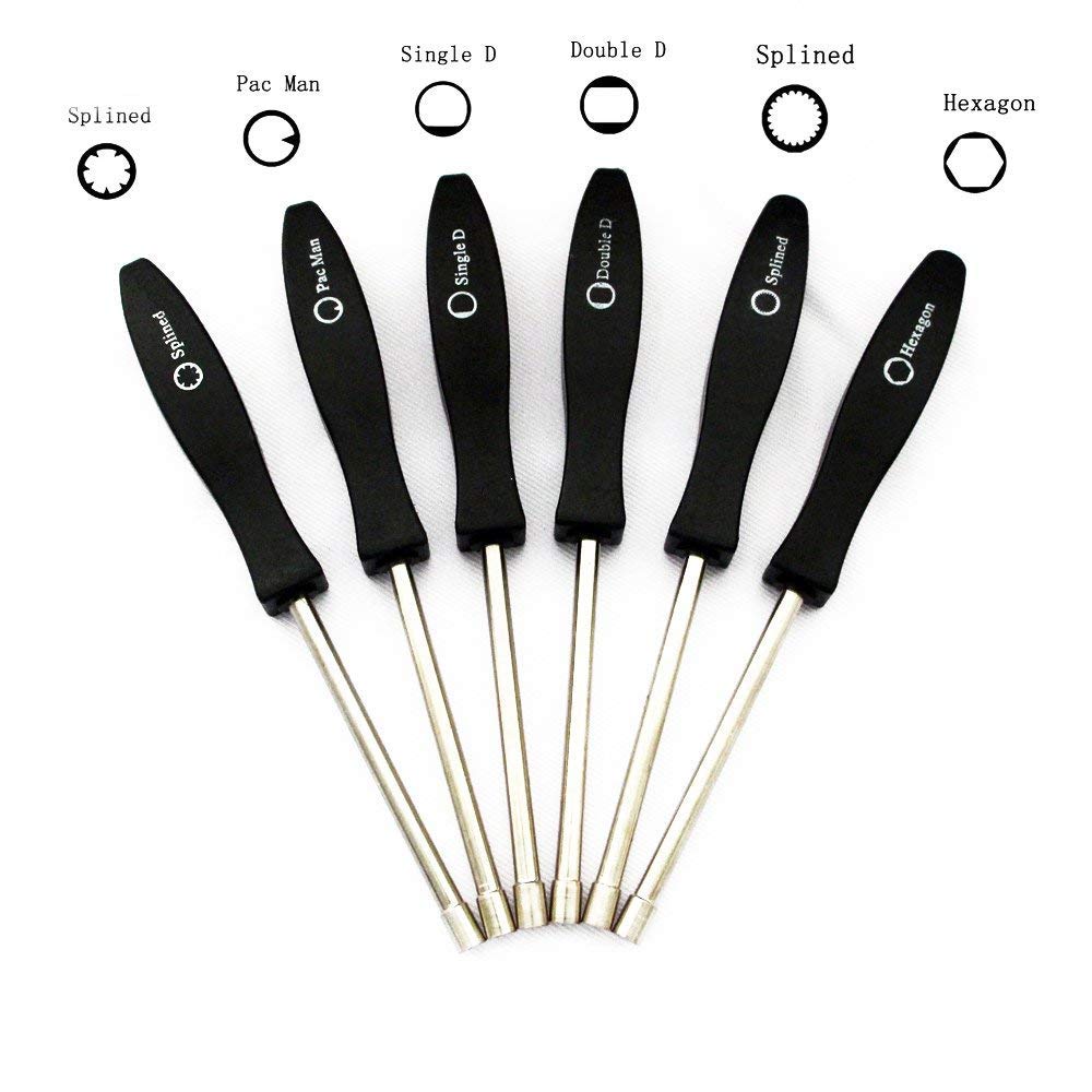 Driak 6-Piece 2-Cycle Small Engine Carburetor Adjustment Screwdriver Tool Kit - Splined, D, Double D & Pacman Bits for Lawn Mowers, Chainsaws, Weed Eaters & Outdoor Power Equipment - Perfect for Tuning and Repairing Small Engine Carburetors