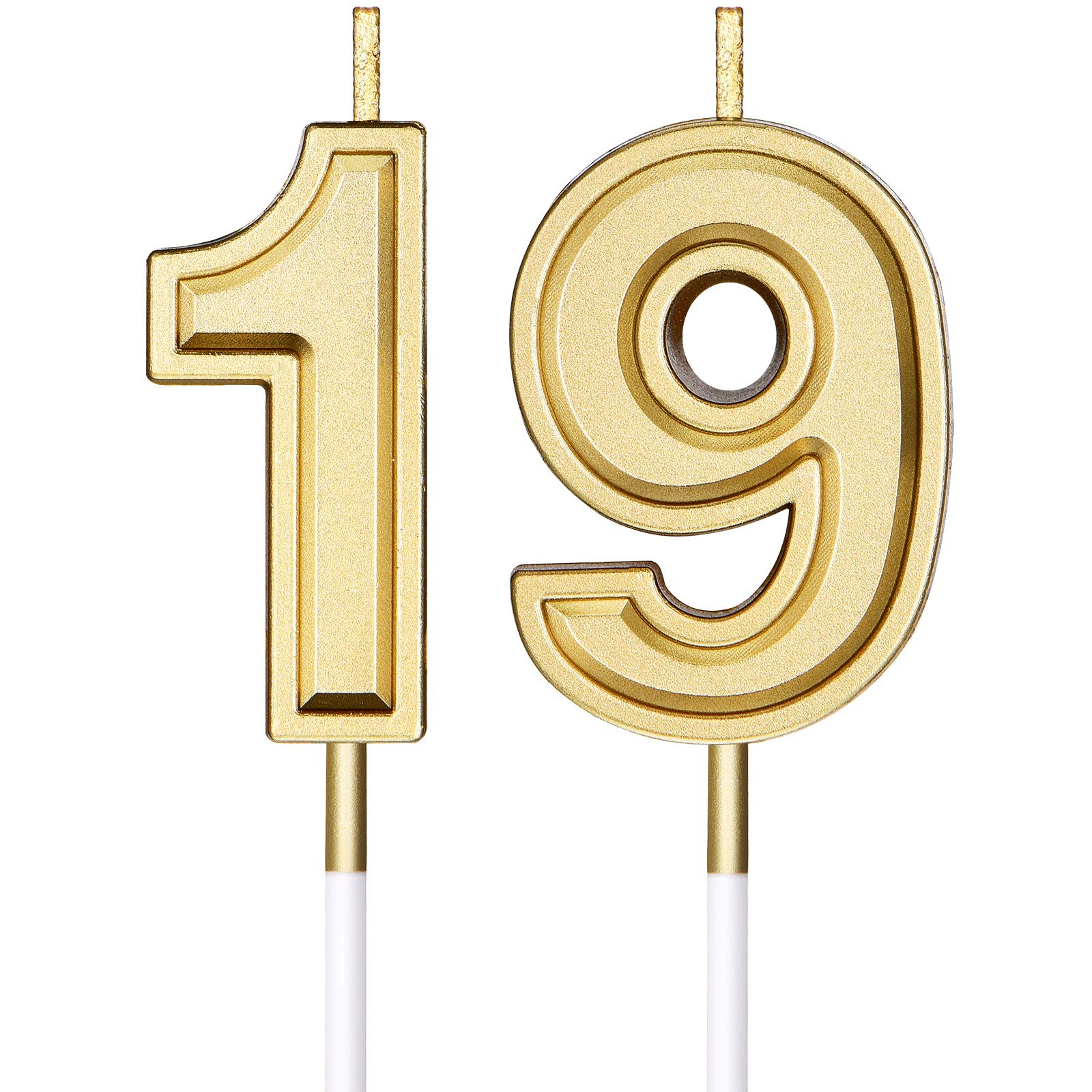 19th Birthday Cake Candles - Gold Number Candles for Birthday, Wedding & Anniversary Celebrations - Perfect for Cakes, Cupcakes & Party Decorations
