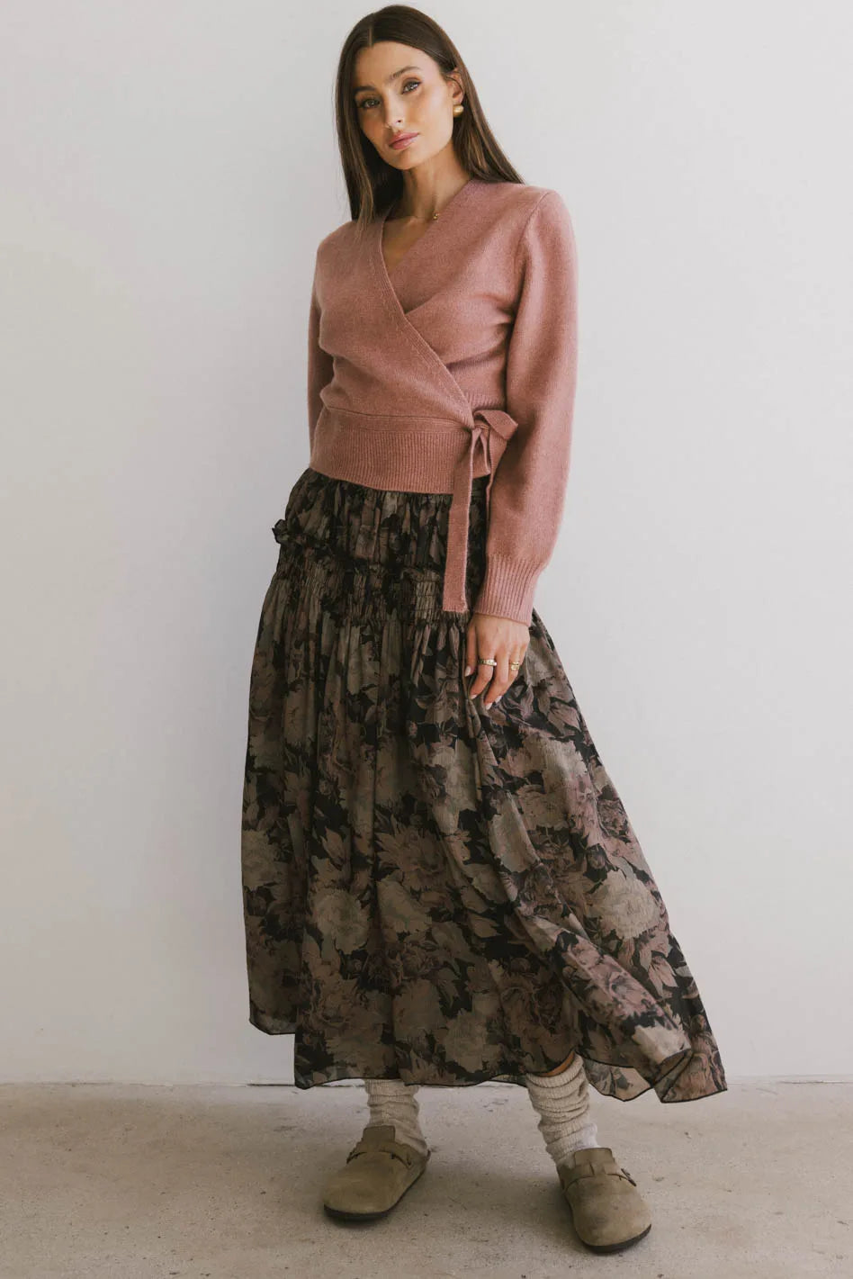 Black Heather Floral Maxi Skirt for Women | Boho Summer Beach Dress | Perfect for Vacations, Weddings & Casual Outings