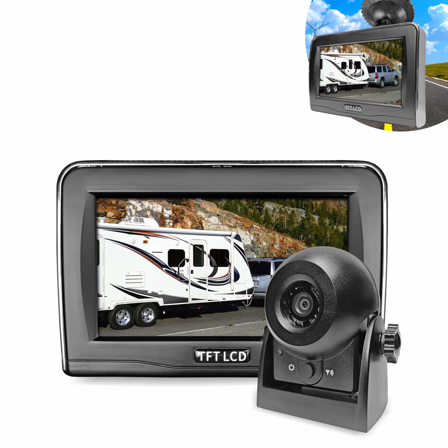 4.3 Inch WiFi Wireless Magnetic Hitch Camera with LCD Monitor - Backup Rear View System for Gooseneck Trailers, Horse Trailers, Boats, RVs & Campers | Battery Powered Portable Kit for Safe Parking & Towing