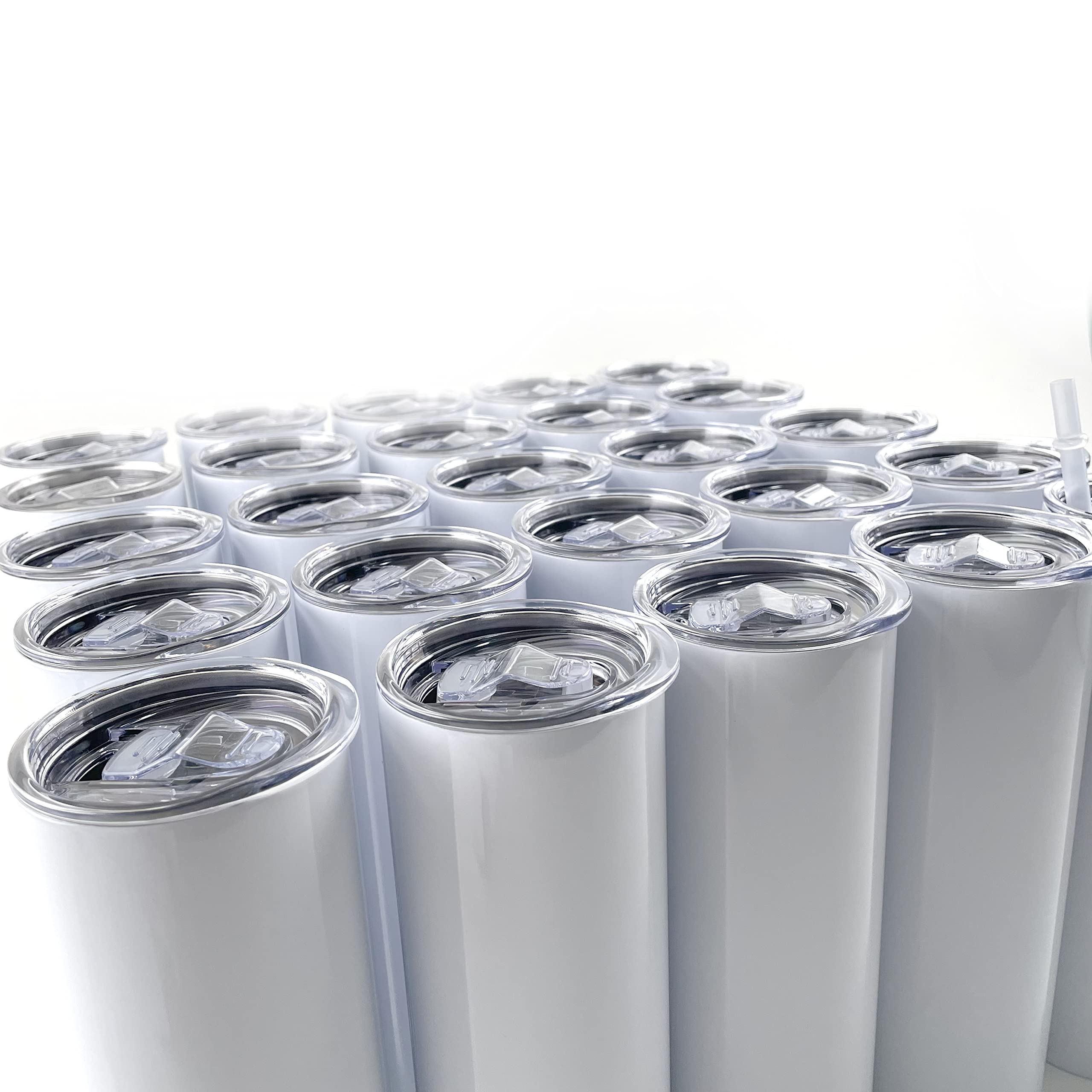 20 oz Skinny Straight Sublimation Tumblers - 25 Pack Stainless Steel Double Wall Vacuum Insulated Blanks for Custom Designs - Perfect for Personalized Gifts, Promotional Items & Drinkware Business
