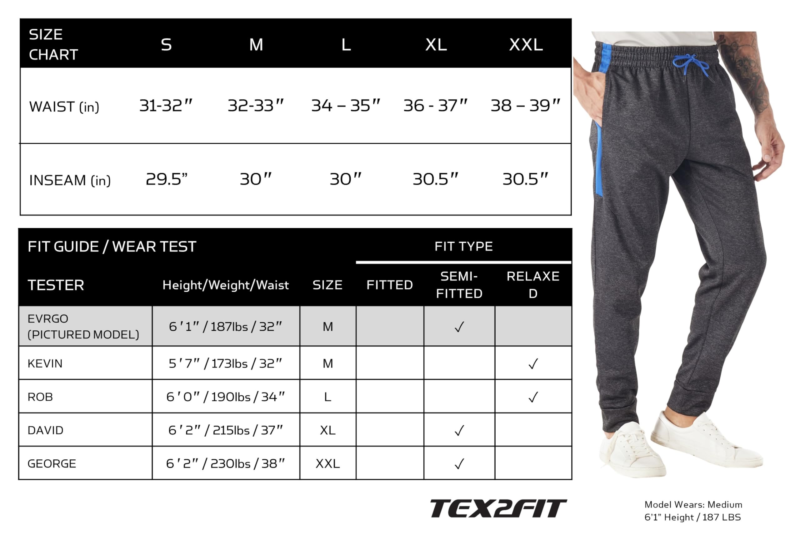 TEX2FIT 2-Pack Men's Fleece Jogger Pants with Side Pockets - Soft Active Running Sweatpants for Workout & Lounge (Black, 2-Piece Set) - Perfect for Gym, Yoga, Travel & Casual Wear