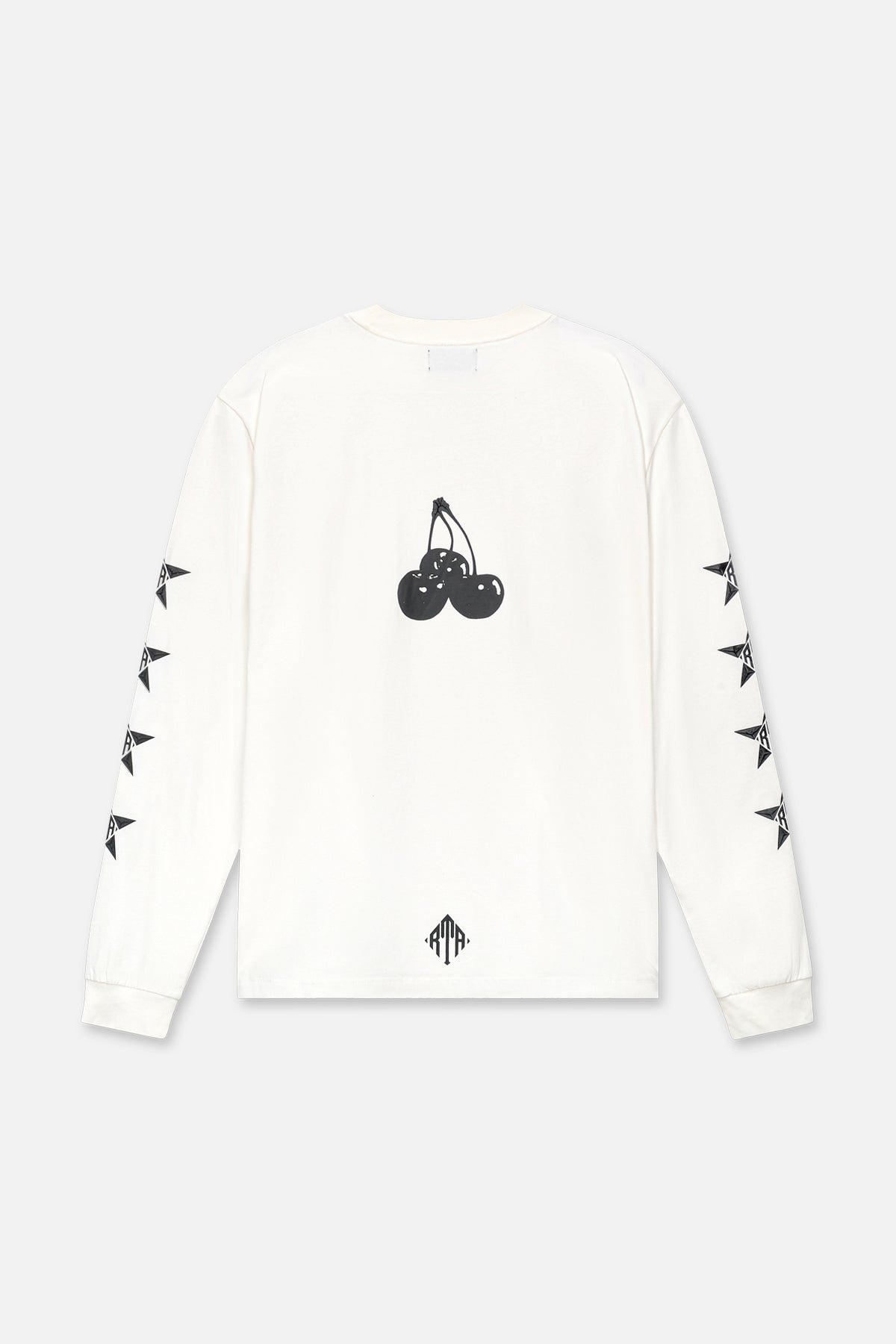 LAWRENCE Long Sleeve T-Shirt for Men - Soft Cotton Crewneck Tee in White & Black Cherry Print | Casual Wear, Street Style, Everyday Outfit