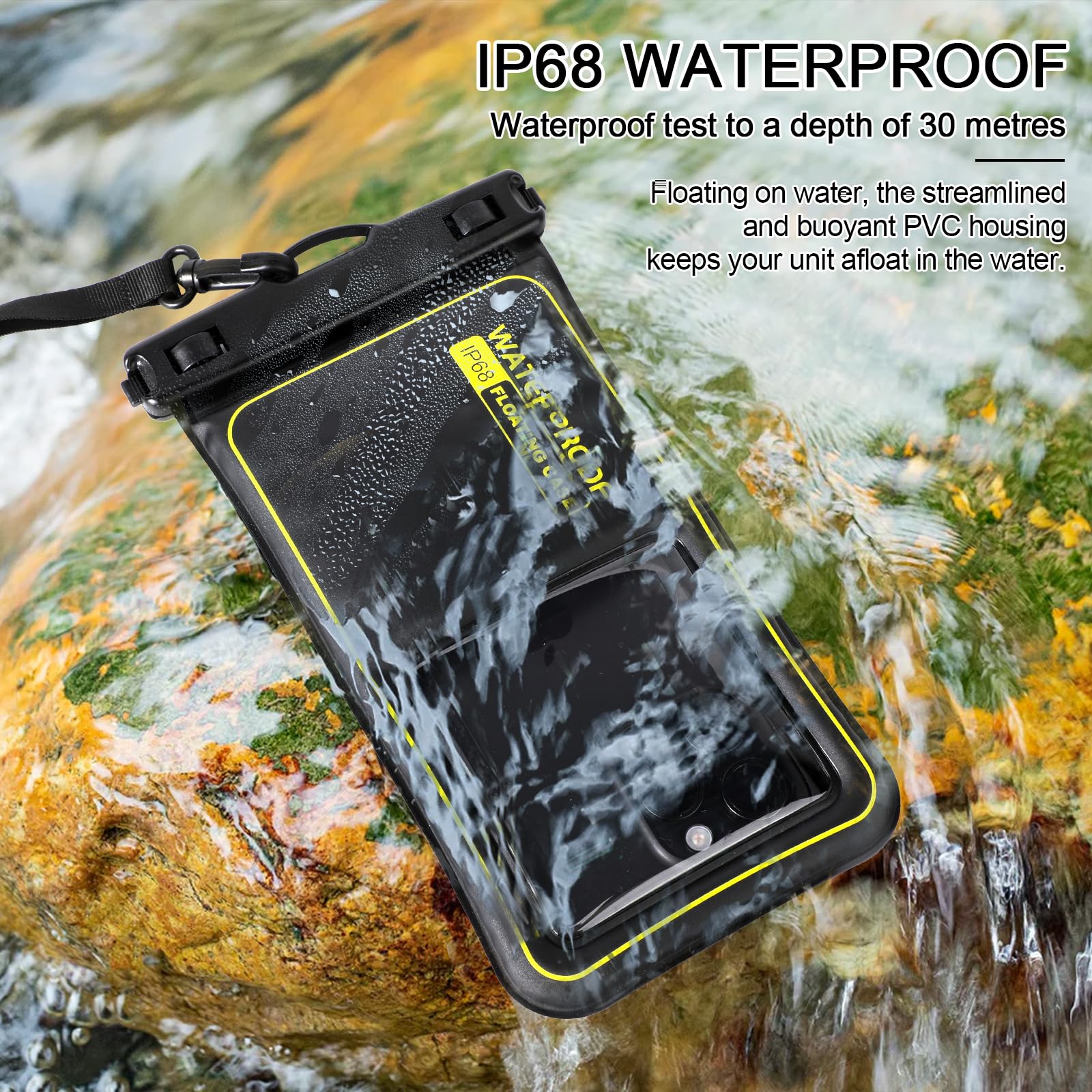 2 Pack Waterproof Phone Pouch IPX8 Floating Dry Bag with Strap, Security Loop & Touch Screen Compatible for iPhone 15 14 13 12 11 Pro Max Samsung S24 S23 - Perfect for Swimming, Beach, Kayaking & Outdoor Activities