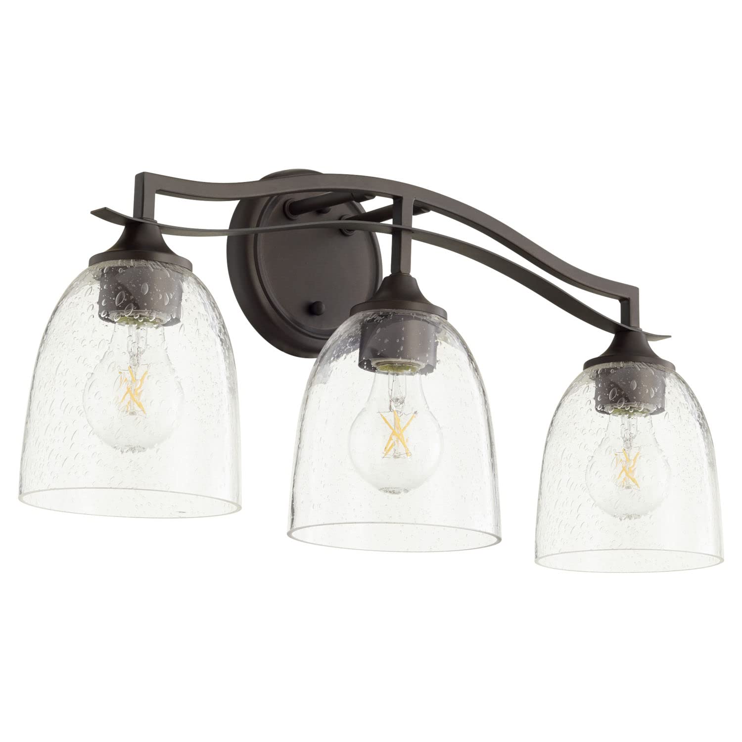 Quorum 5027-3-286 Transitional 3-Light Bathroom Vanity Light Fixture - Bronze/Dark Finish - Jardin Collection - Perfect for Bathroom, Powder Room & Dressing Area Lighting