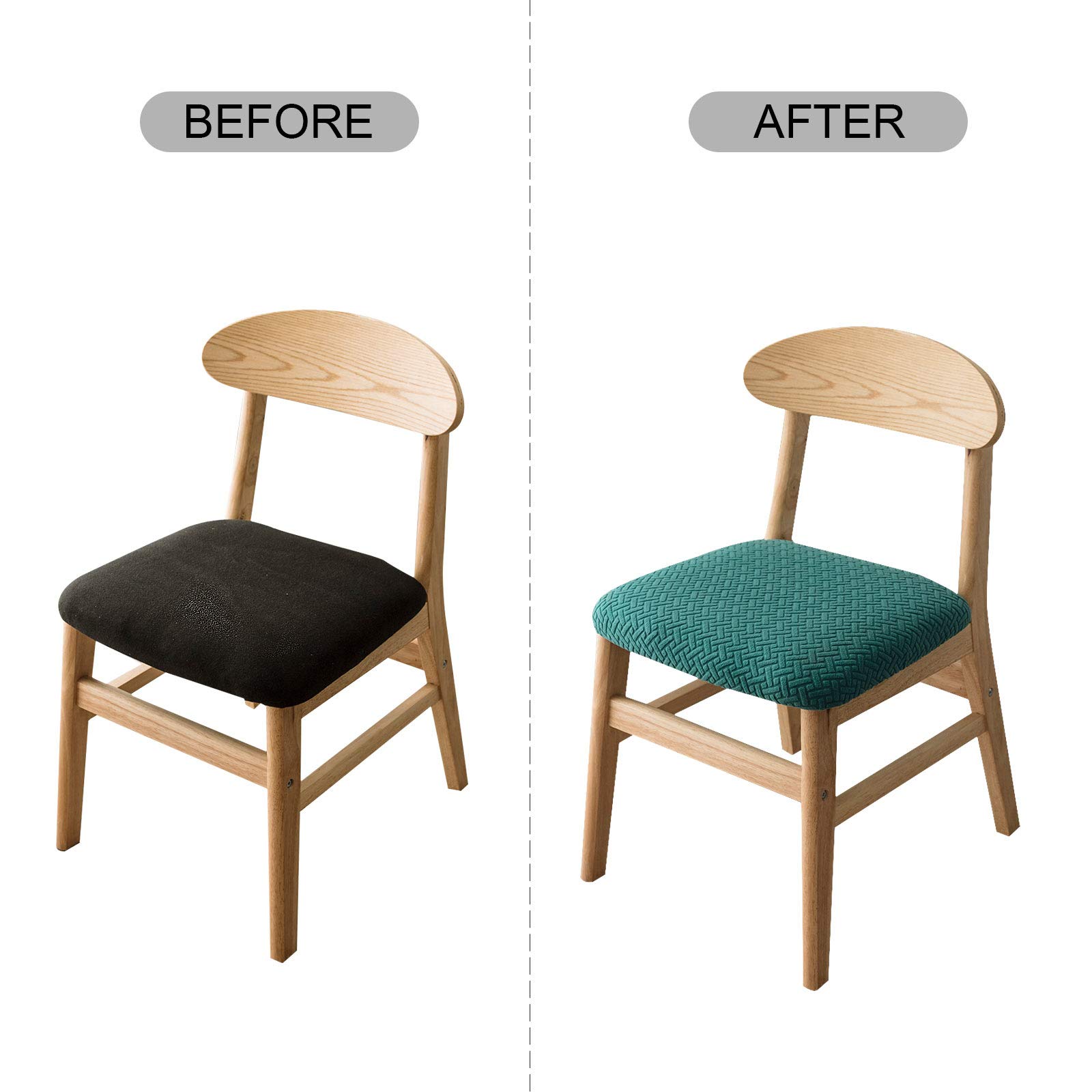 Genina Teal Dining Chair Covers 6-Pack - Waterproof & Stylish for Kitchen & Home