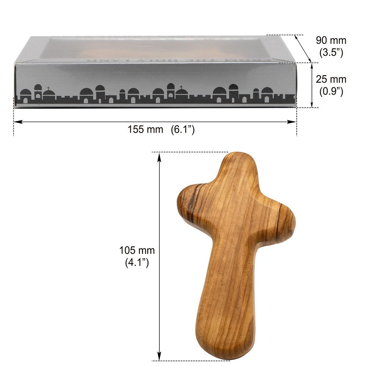 Authentic Olive Wood Holding Cross from Bethlehem - Handcrafted Religious Gift for Prayer, Meditation & Home Decor