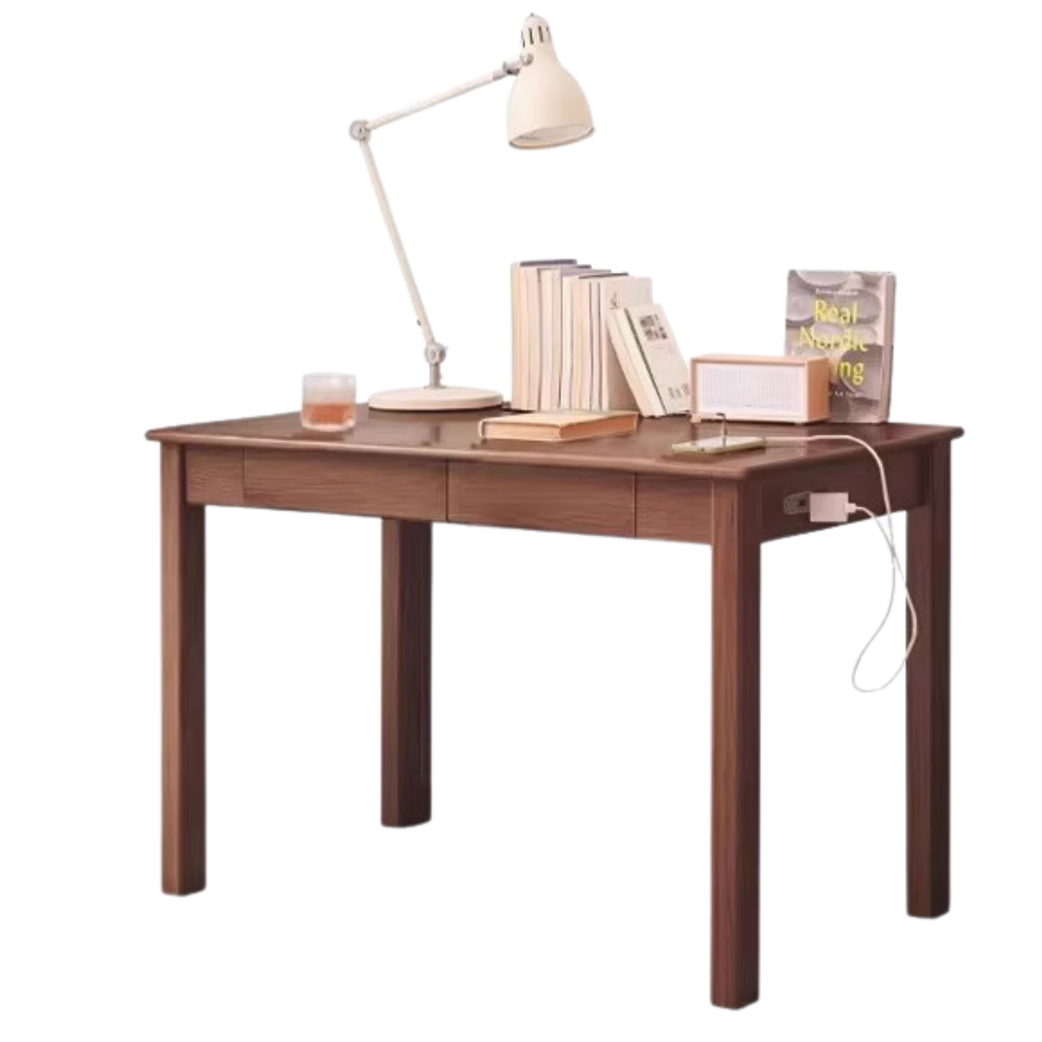 Premium Solid Oak & Ash Wood USB Office Desk - Modern Home & Workspace Furniture for Productivity & Organization | Perfect for Remote Work, Study & Office Setup