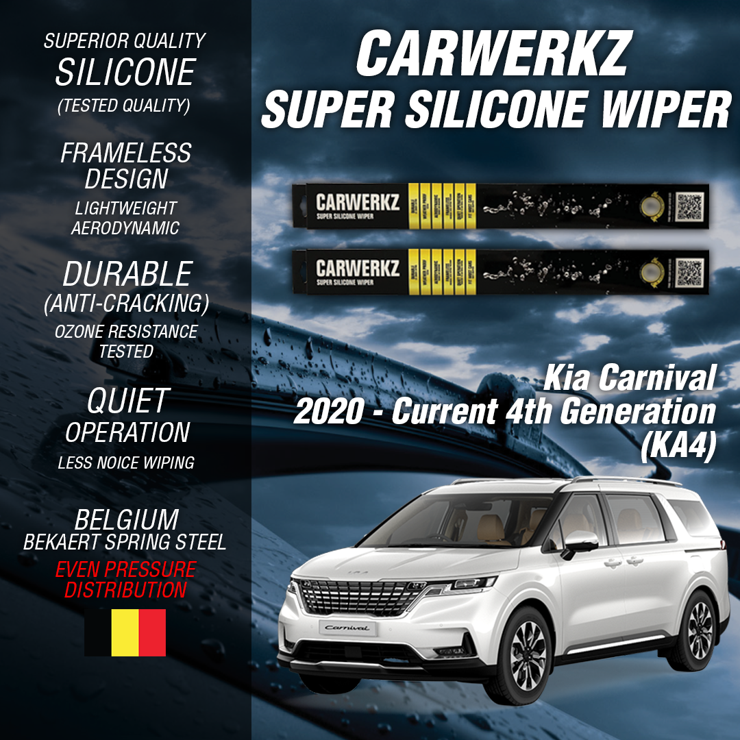 Premium Silicone Windshield Wipers for Kia Carnival 2020-2024 (4th Gen KA4) - All-Weather Performance, Quiet Operation & Streak-Free Cleaning - Perfect for Rain, Snow & Highway Driving