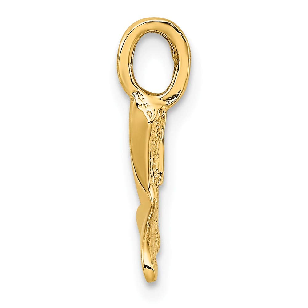 14K Yellow Gold Mini Whale Tail Pendant - High Polish & Textured Finish - Perfect for Beach Lovers, Ocean-Themed Jewelry Gifts & Everyday Elegance