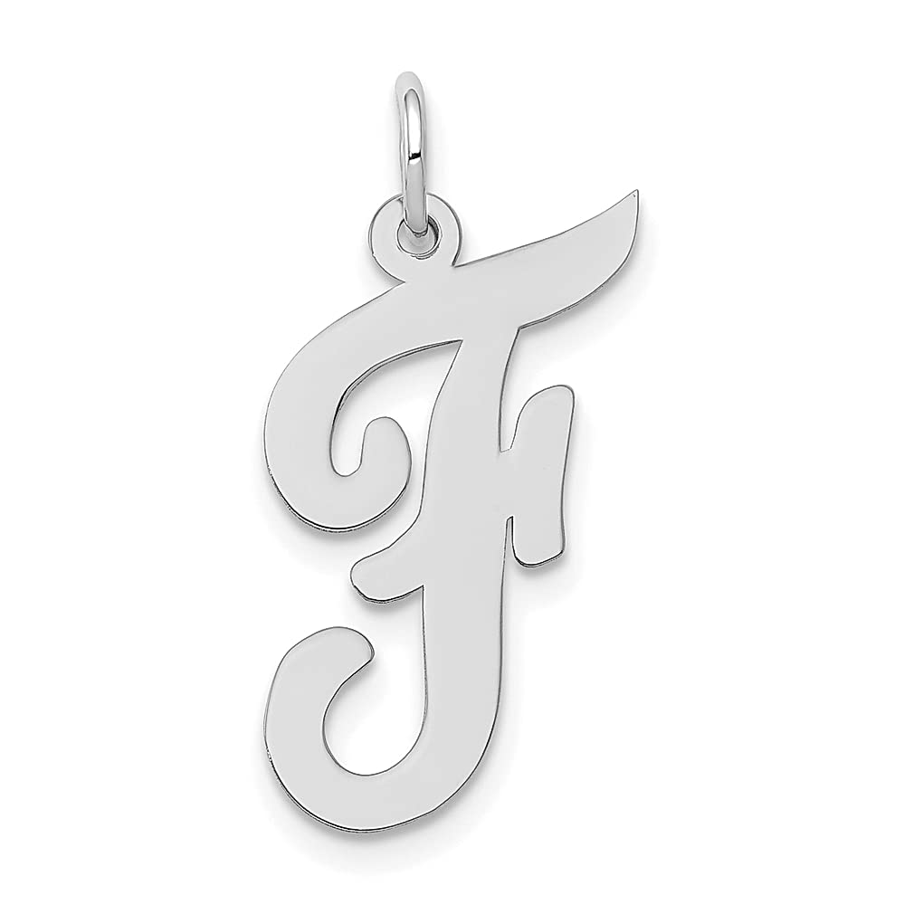 14K White Gold Large Script Letter F Initial Monogram Charm Necklace for Women - Personalized Name Pendant Fine Jewelry - Perfect Gift for Her, Birthday, Anniversary & Special Occasions
