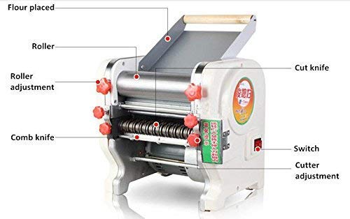 Hengwei 750W Automatic Electric Pasta Maker Machine - 110V Noodle Press with 18cm Width & 3mm/9mm Thickness - Perfect for Homemade Pasta, Ramen, and Italian Dishes