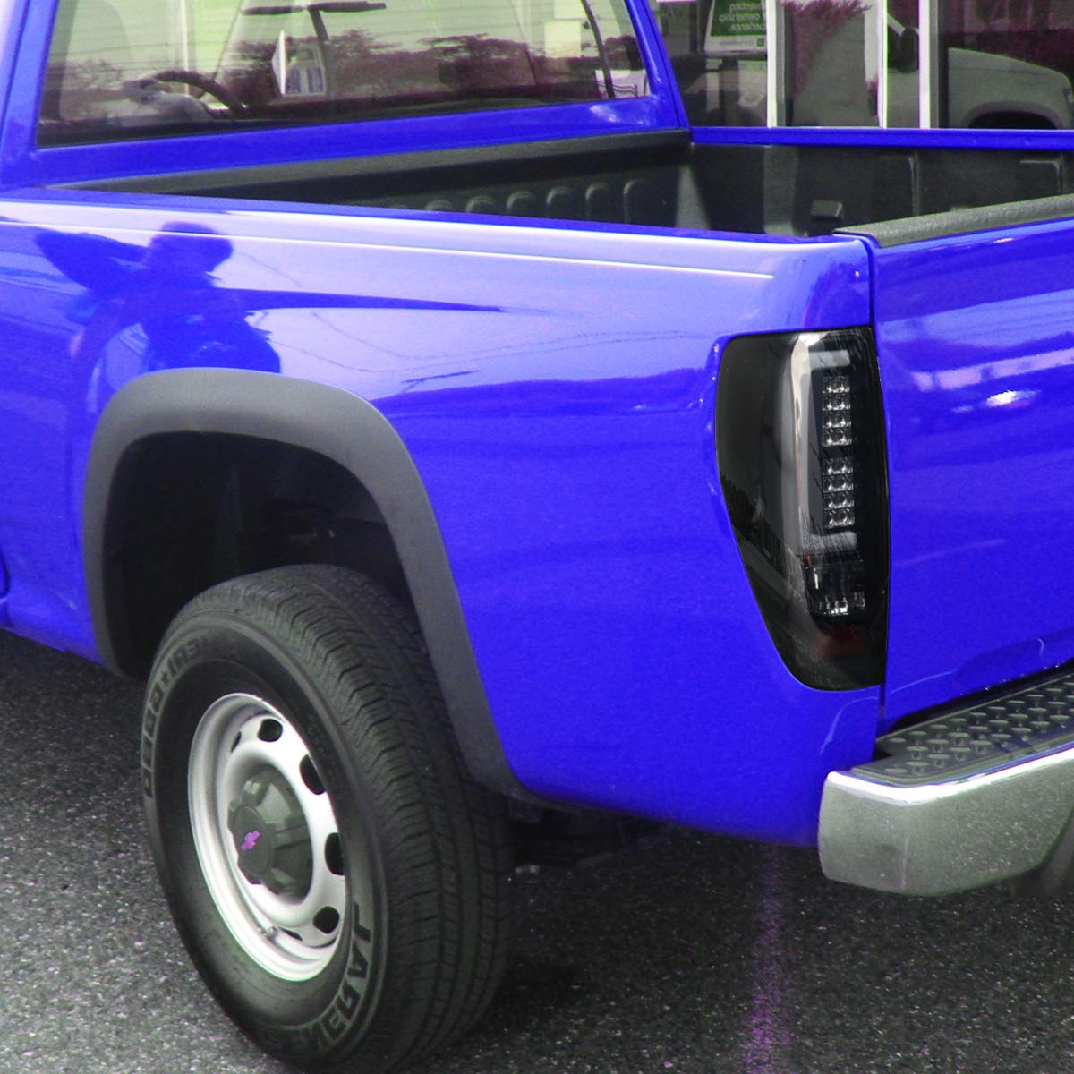 Replacement LED Tail Lights for 2004-2012 Chevy Colorado & GMC Canyon - Black Housing with Smoked Lens & White Streak Design - Perfect for Off-Roading, Truck Upgrades & Night Driving Safety