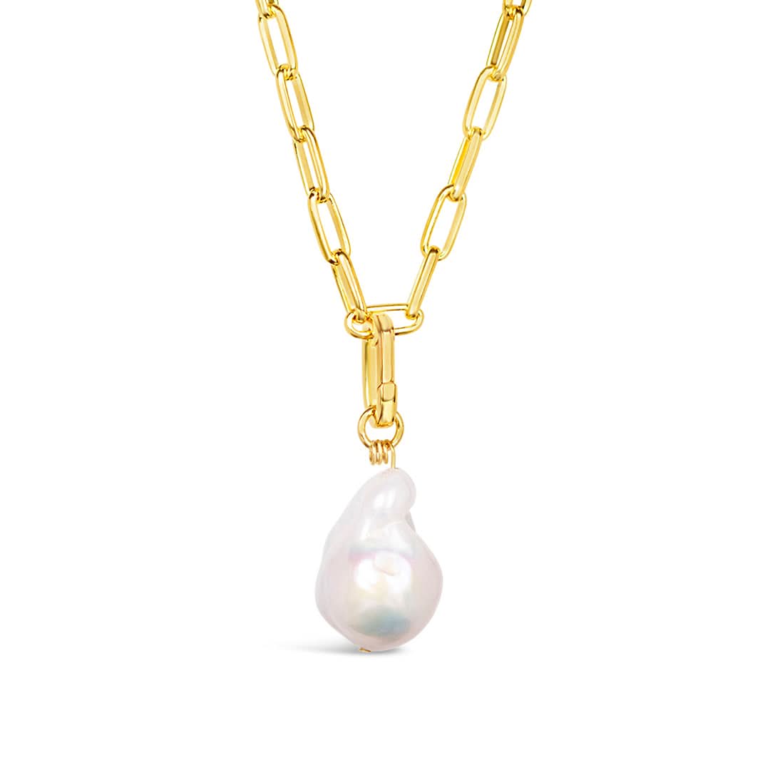 Elegant Detachable White Baroque Pearl Charm in Gold - Perfect for Necklaces, Bracelets & DIY Jewelry Making