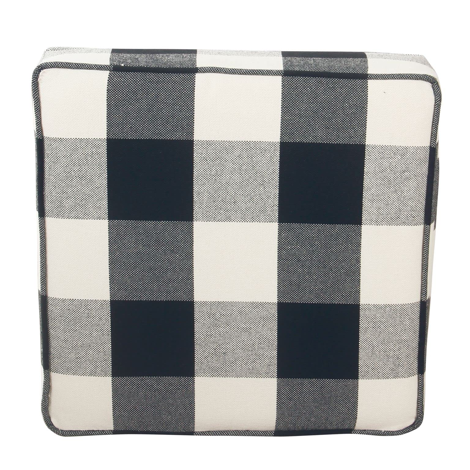 HomePop Classic Square Storage Ottoman with Lift Off Lid - Large Black Plaid Ottoman for Living Room & Bedroom | Home Decor Storage Bench for Shoes, Blankets & Toys | Perfect for Small Space Organization
