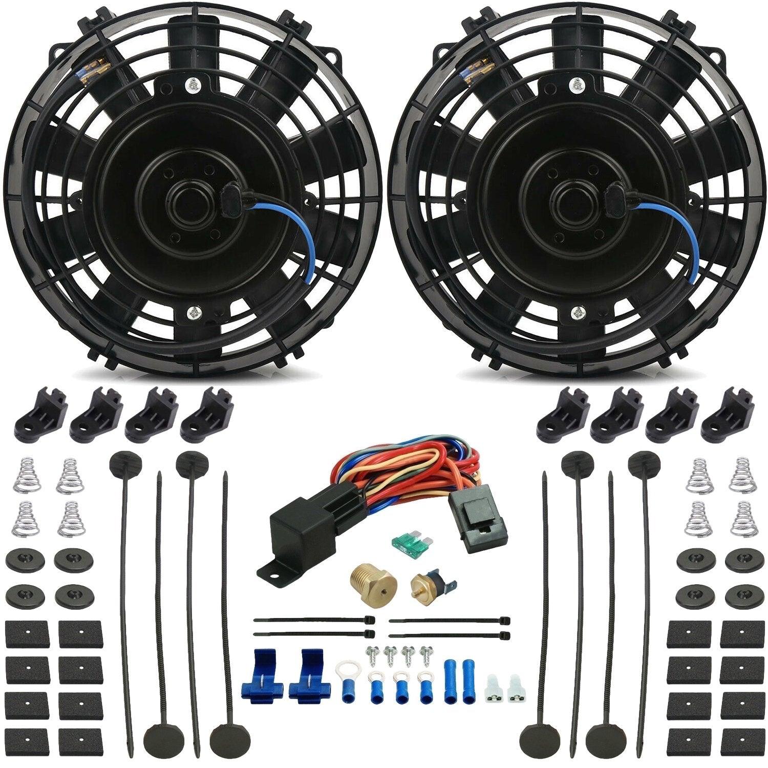 Dual 6 Inch 90W Electric Cooling Fans with Thermostat Temperature Control Switch Kit - Perfect for PC Cooling, Server Racks, and Electronics Enclosures