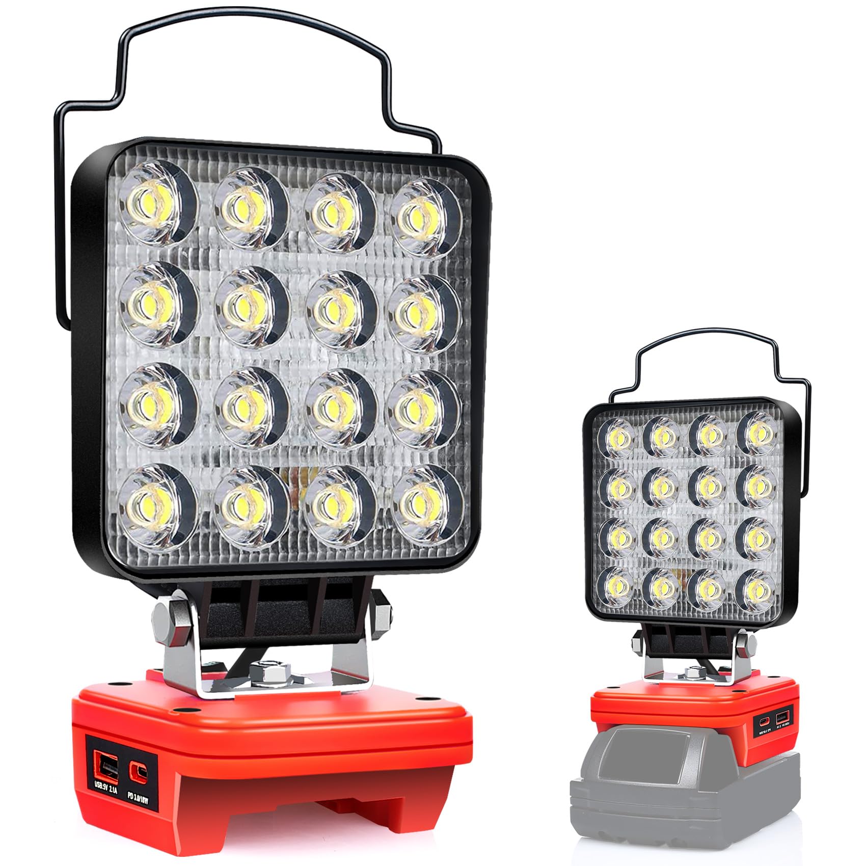 48W 3400LM Milwaukee 18V Cordless LED Work Light with USB/Type-C Charging & Low-Voltage Protection - Perfect for Job Site, Workshop, Garage, and Home Security Lighting (Battery Not Included)