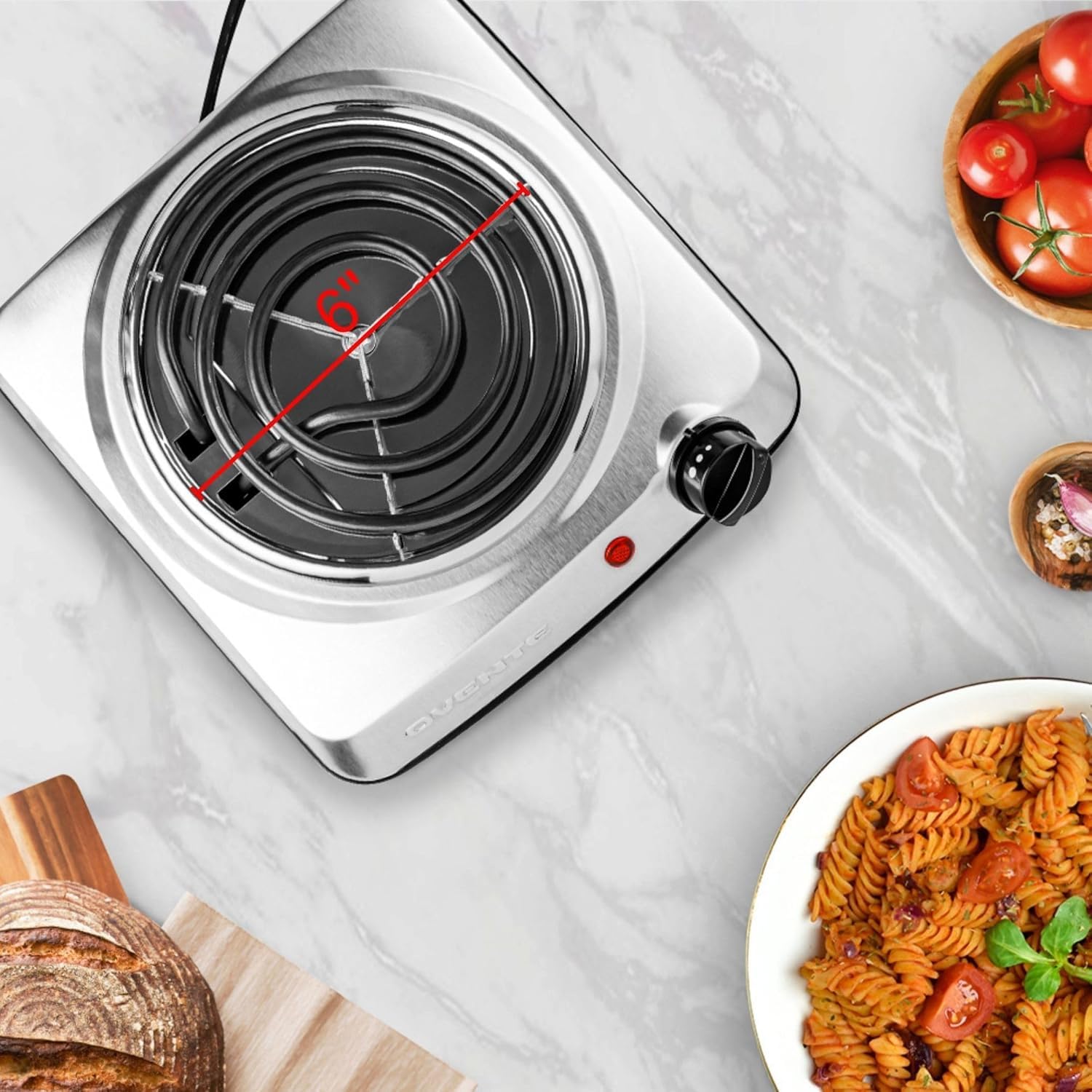 OVENTE 1000W Electric Single Burner Cooktop - 6