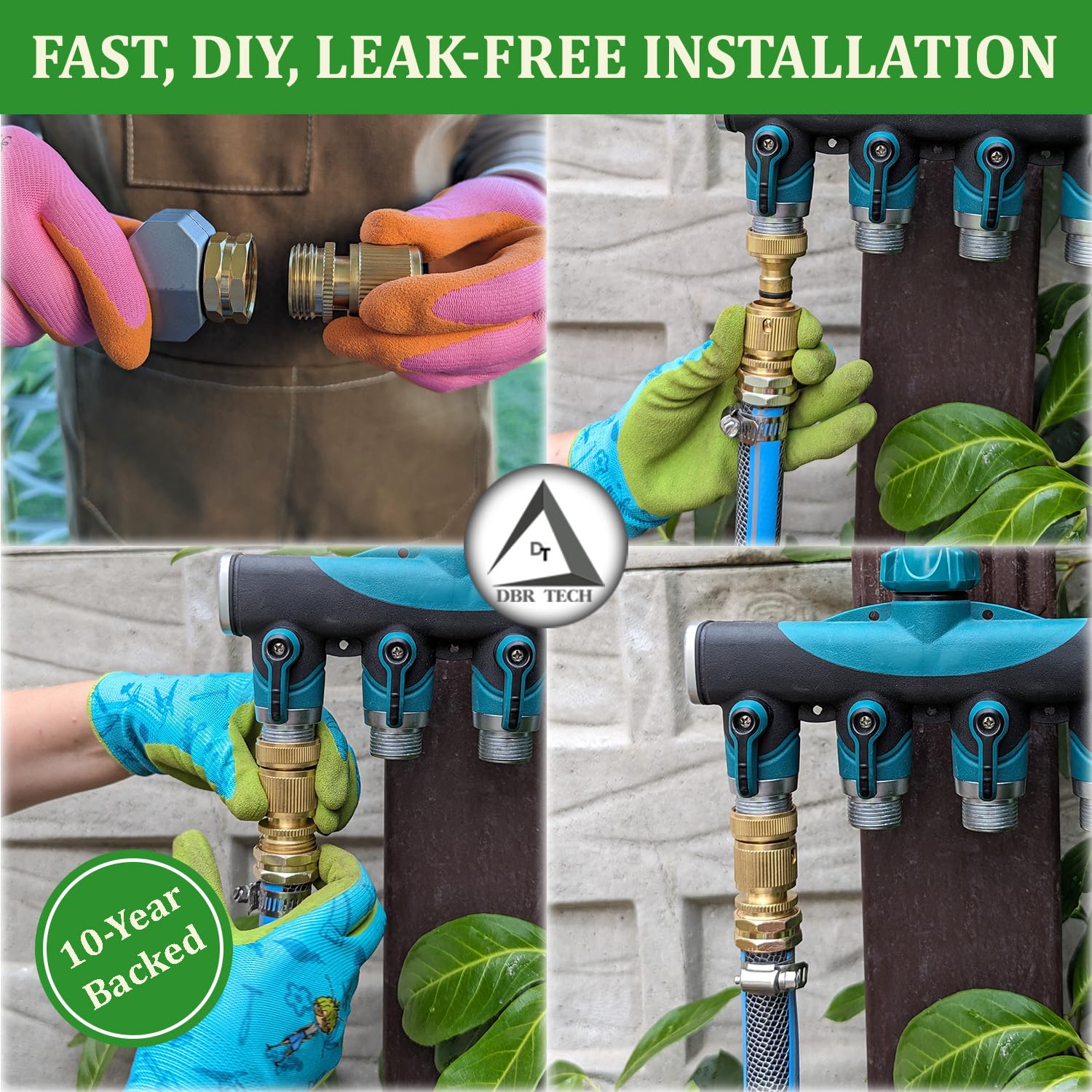 Premium Brass Heavy Duty Water Hose Quick Connect Fittings - 3/4