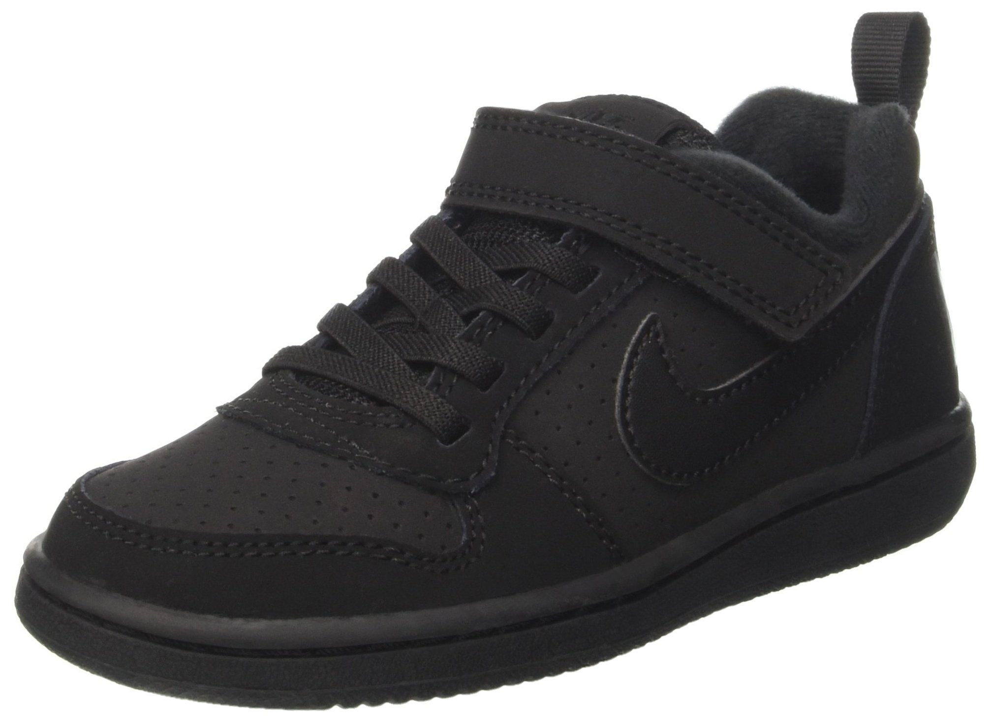 Nike Kids Court Borough Low PSV Sneakers - Black/Black - Size 1.5 Youth - Comfortable Casual Shoes for Boys & Girls - Perfect for School, Playground & Everyday Wear