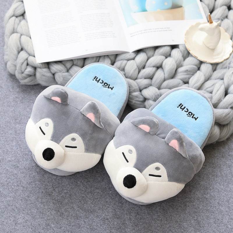 **Shiba Inu and Husky Plush Slippers for Adults - Soft and Cozy Dog-Themed House Shoes for Men & Women - Perfect for Home, Lounge, and Gifts**