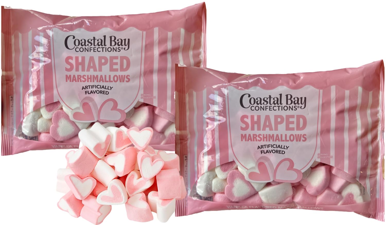 Heart Shaped Marshmallows - Pink & White Vanilla Flavored Candy Gifts for Valentine's Day, Birthday Parties, Wedding Favors & Hot Cocoa Toppings