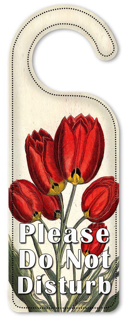 Artistic 'Do Not Disturb' Door Hanger Sign with Tulip Design - Perfect for Hotels, Bedrooms & Privacy (Home Decor Gift Idea)