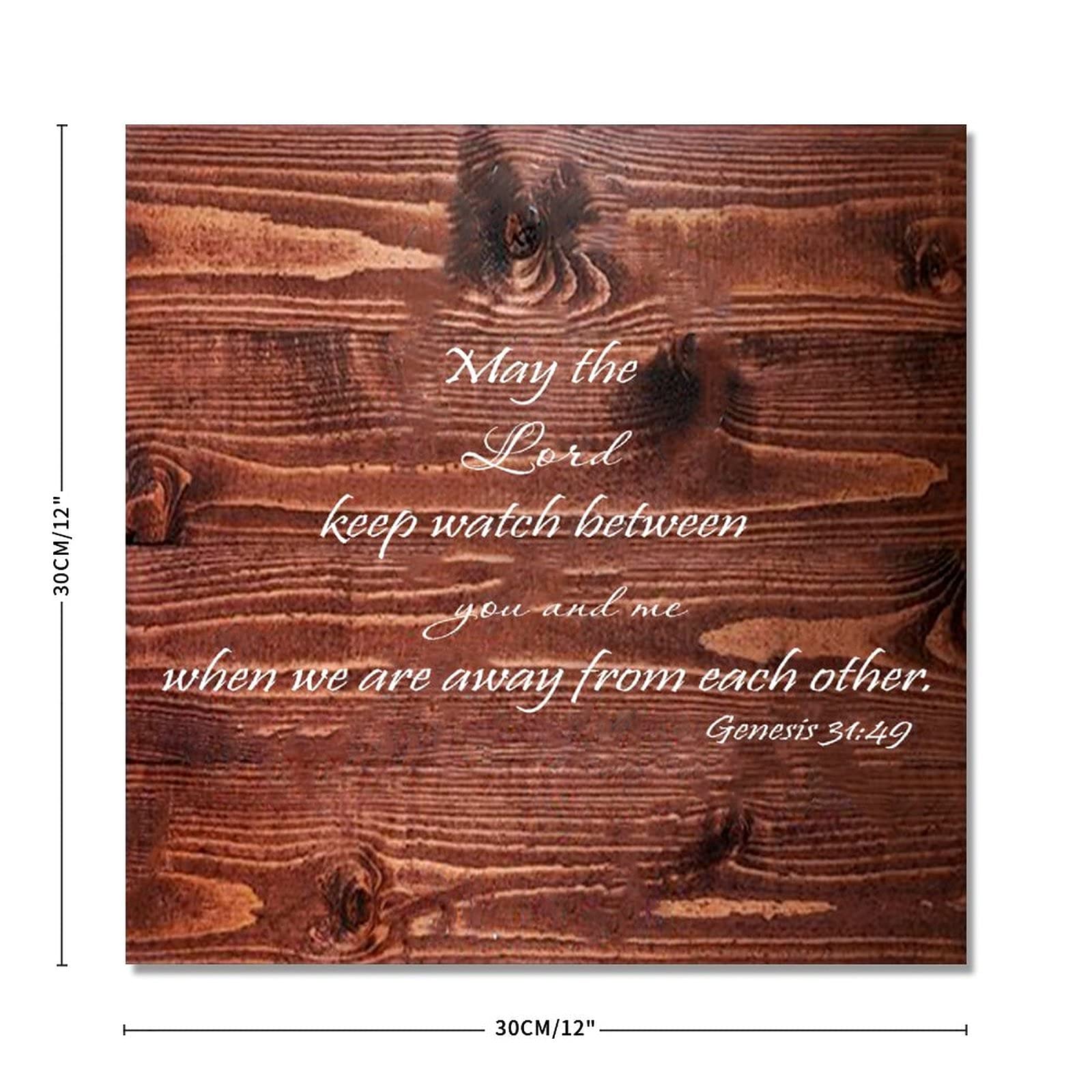May The Lord Keep Watch Between You and Me Bible Verse Wooden Hanging Sign - 12 Inch Rustic Farmhouse Decor for Living Room, Kitchen, Bedroom - Perfect for Christian Home, Wedding Gift & Spiritual Inspiration