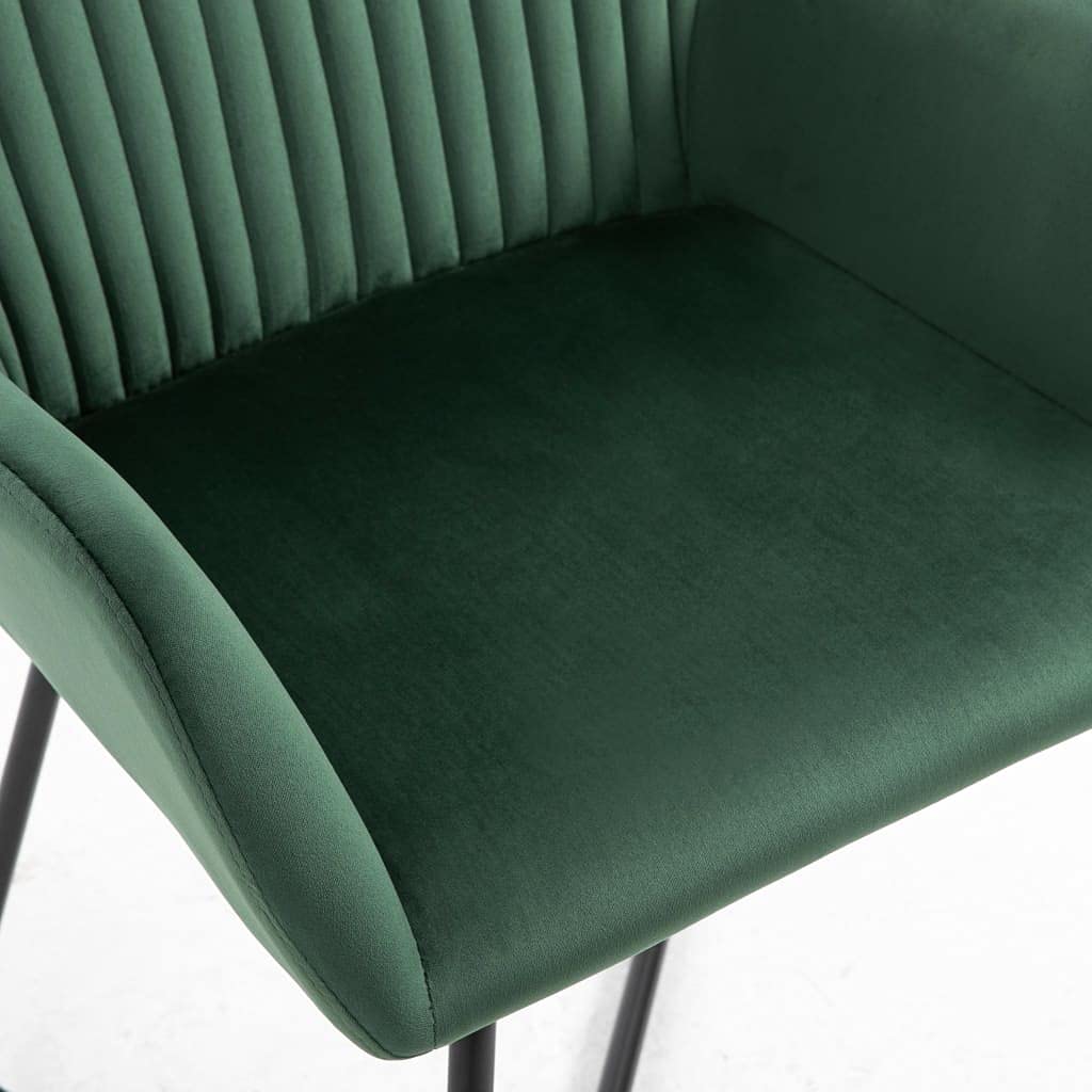 vidaXL Green Velvet Dining Chairs Set of 2 - Modern Upholstered Kitchen Chairs for Dining Room, Restaurant, and Home Decor
