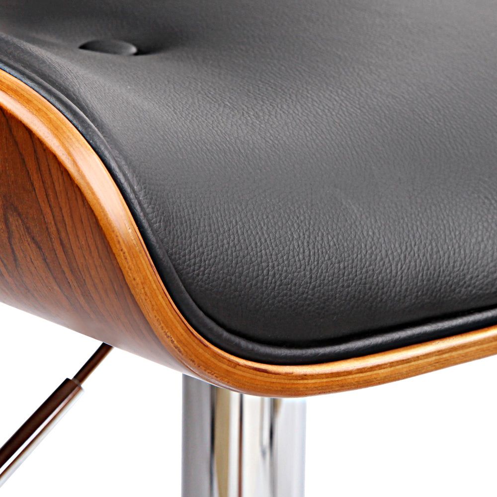 Adjustable Gas Lift Bar Stool - PU Leather Seat, Black - Perfect for Home Bars, Kitchen Islands & Dining Areas