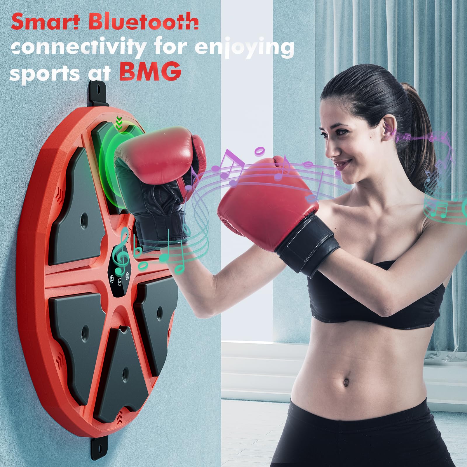 Smart Bluetooth Music Boxing Machine with Gloves - Electronic Punching Bag for Home Workout & Fitness Training | Fun Exercise Equipment for Adults & Kids | Perfect for Cardio, Stress Relief & Family Fitness Games
