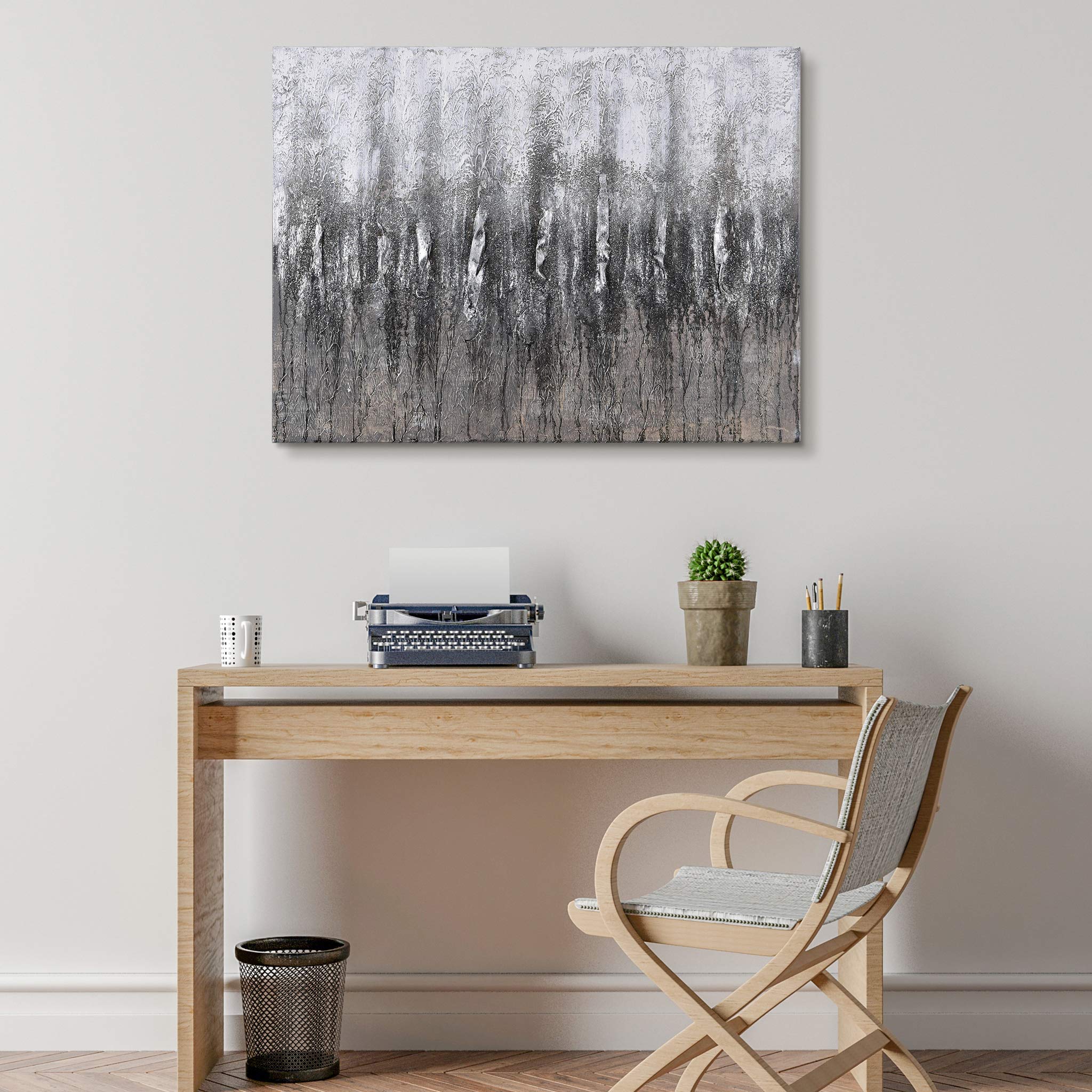 Martin Edwards Hand Painted Abstract Wall Art Canvas - Textured Gray Modern Painting 40x30 Inches Unframed - Perfect for Living Room, Bedroom & Office Decor