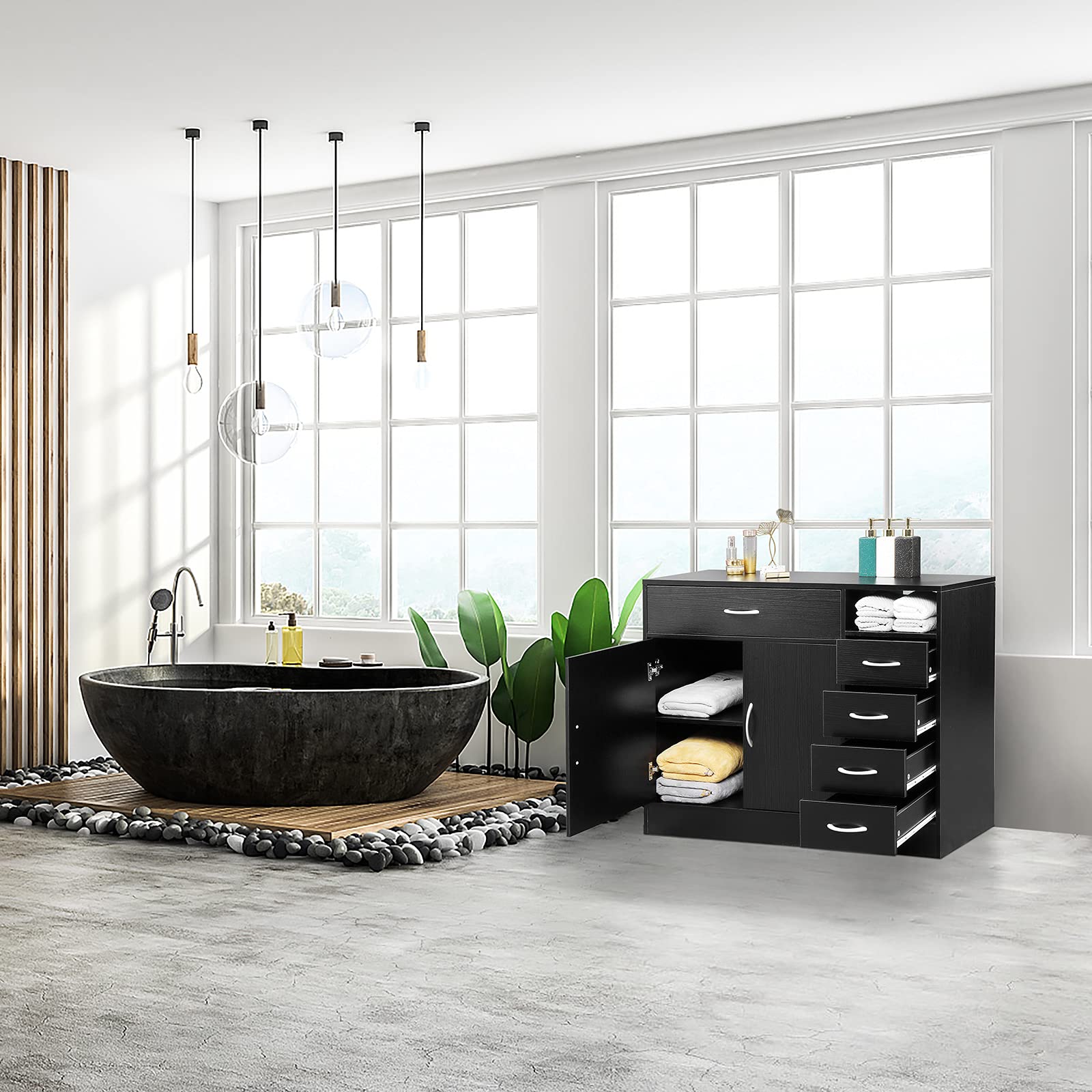 Ochine Freestanding Bathroom Storage Cabinet with Drawers and Shelf - Bathroom Organizer for Home & Office - Perfect for Towels, Toiletries & Cosmetics Storage