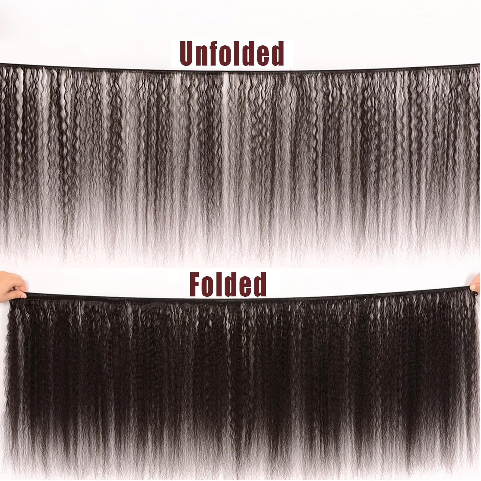12A Kinky Straight Human Hair Bundles 22 24 26 Inch - 100% Virgin Remy Human Hair Extensions for Women - Natural Black Color - Perfect for Daily Wear, Styling, and Special Occasions