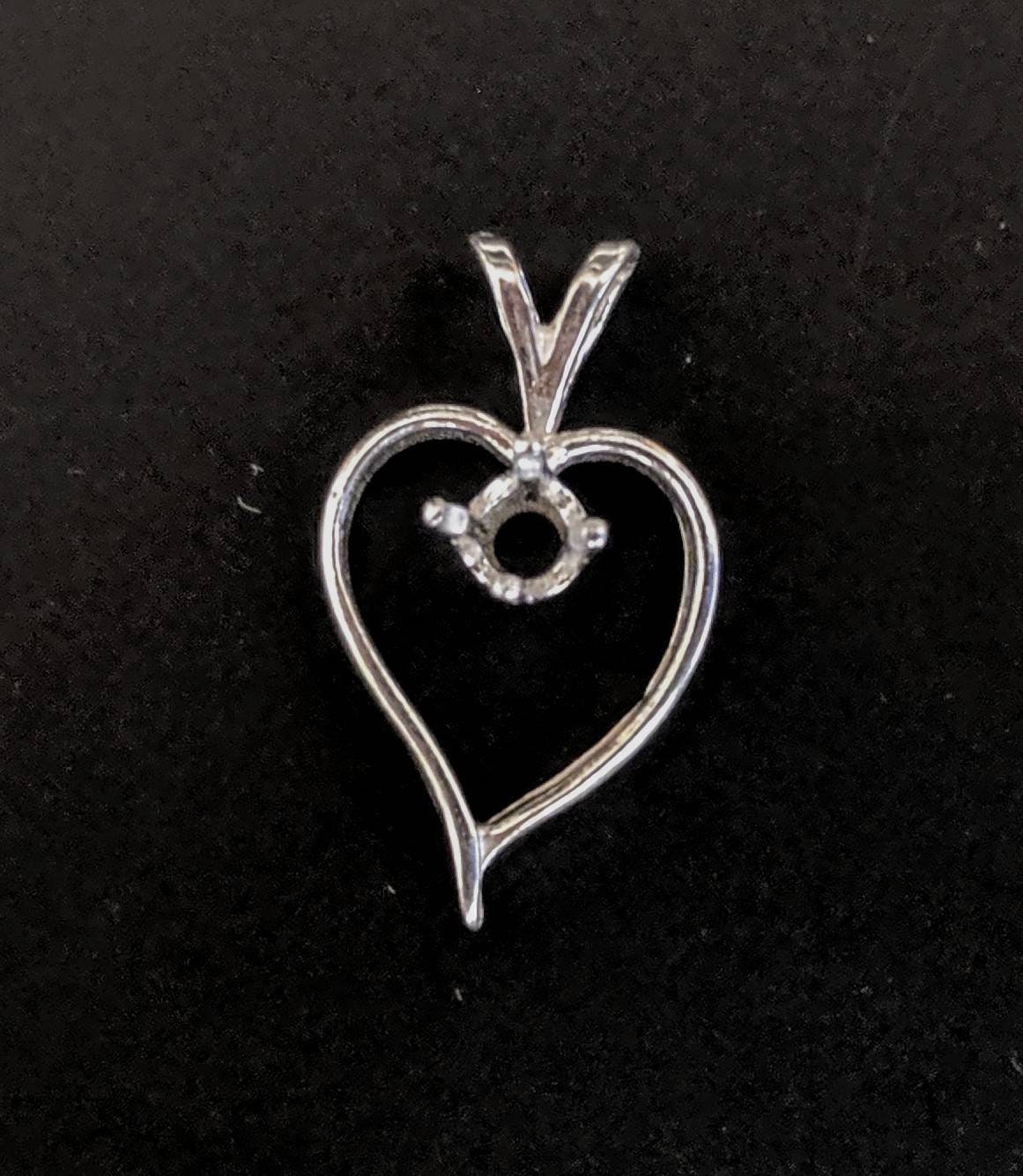 Solid Sterling Silver or 14kt Gold 4mm Round Fancy Heart Pendant Setting - Handcrafted in USA | Perfect for Necklaces, Bracelets & Jewelry Making - Gift for Valentine's Day, Anniversary & Special Occasions