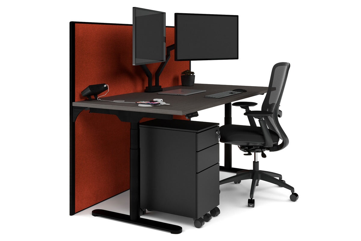 Flexi Premium Height Adjustable Single Workstation Desk - 1600L x 800W with Cable Management Scallop | Ergonomic Standing Desk for Home Office & Workspace