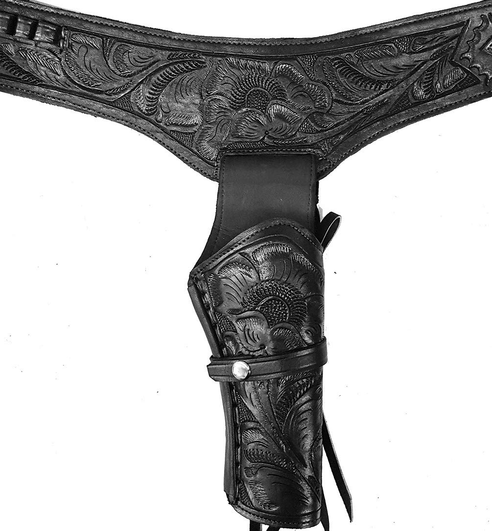 357/38 Western Leather Holster & Gun Belt Rig for Revolver - Black - Perfect for Cowboy Action Shooting, Hunting, and Western Reenactments