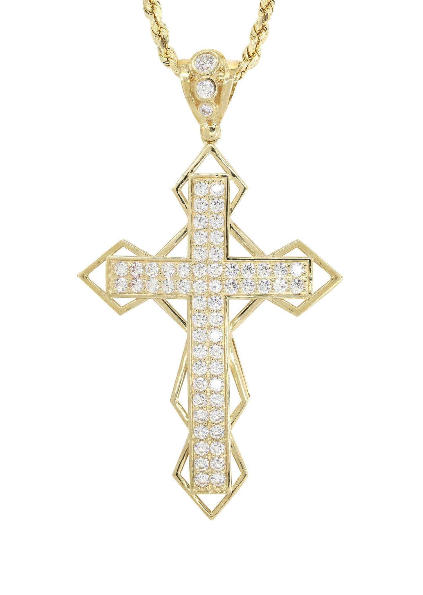 10K Yellow Gold Cross Necklace for Women & Men - 21.2 Grams Solid Gold Religious Jewelry - Perfect for Baptism, Confirmation, Church & Everyday Wear