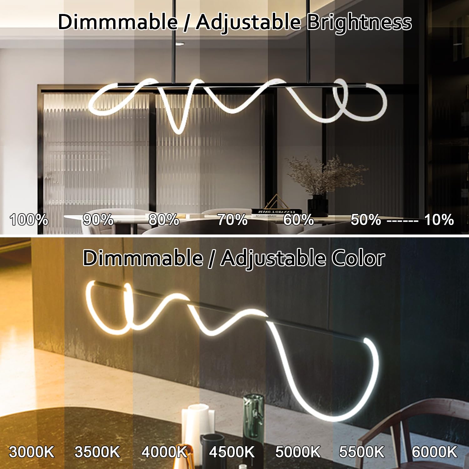 Modern Black LED Pendant Light - 39.4