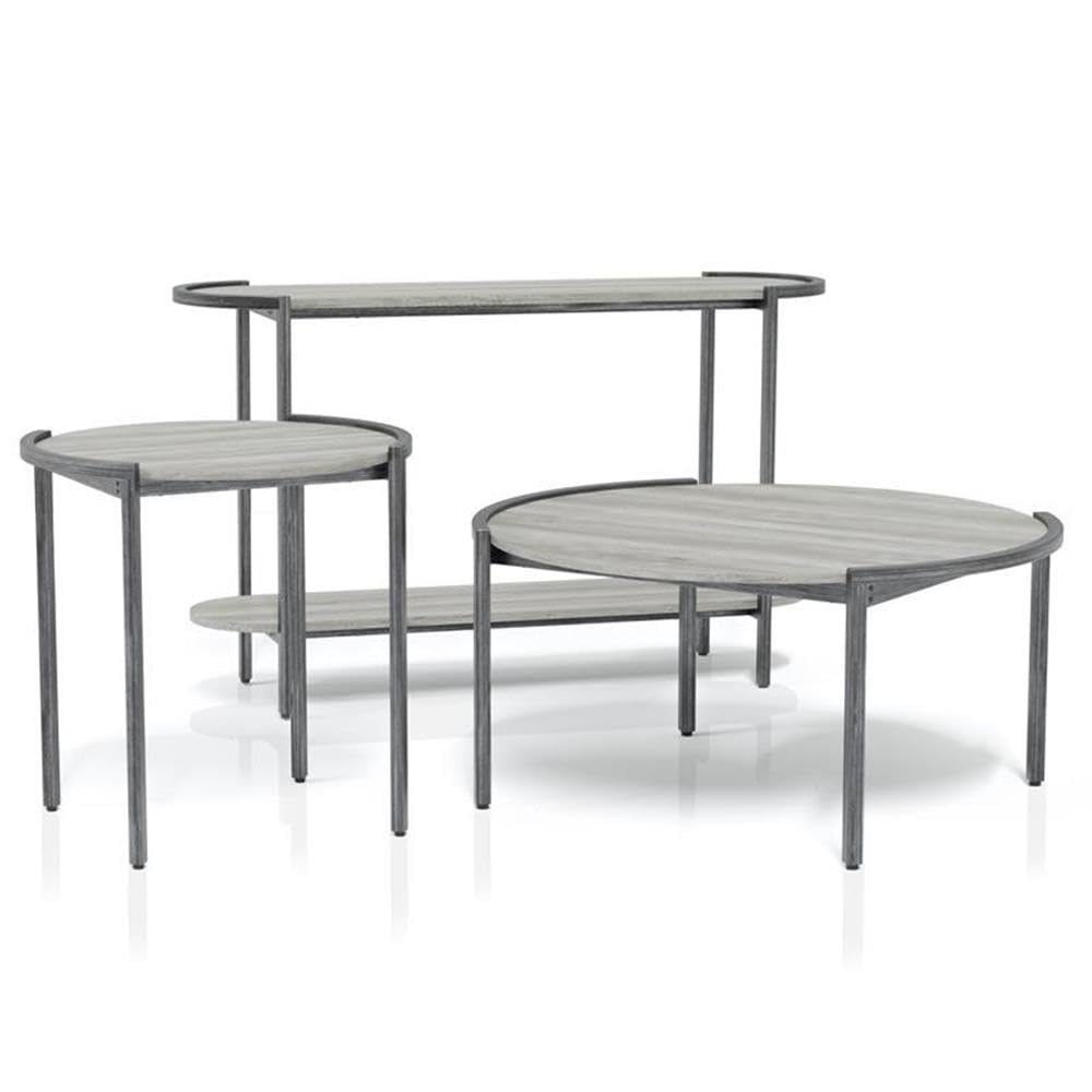 Mordicai Metal Coffee Table Set - Light Gray for Living Room Decor