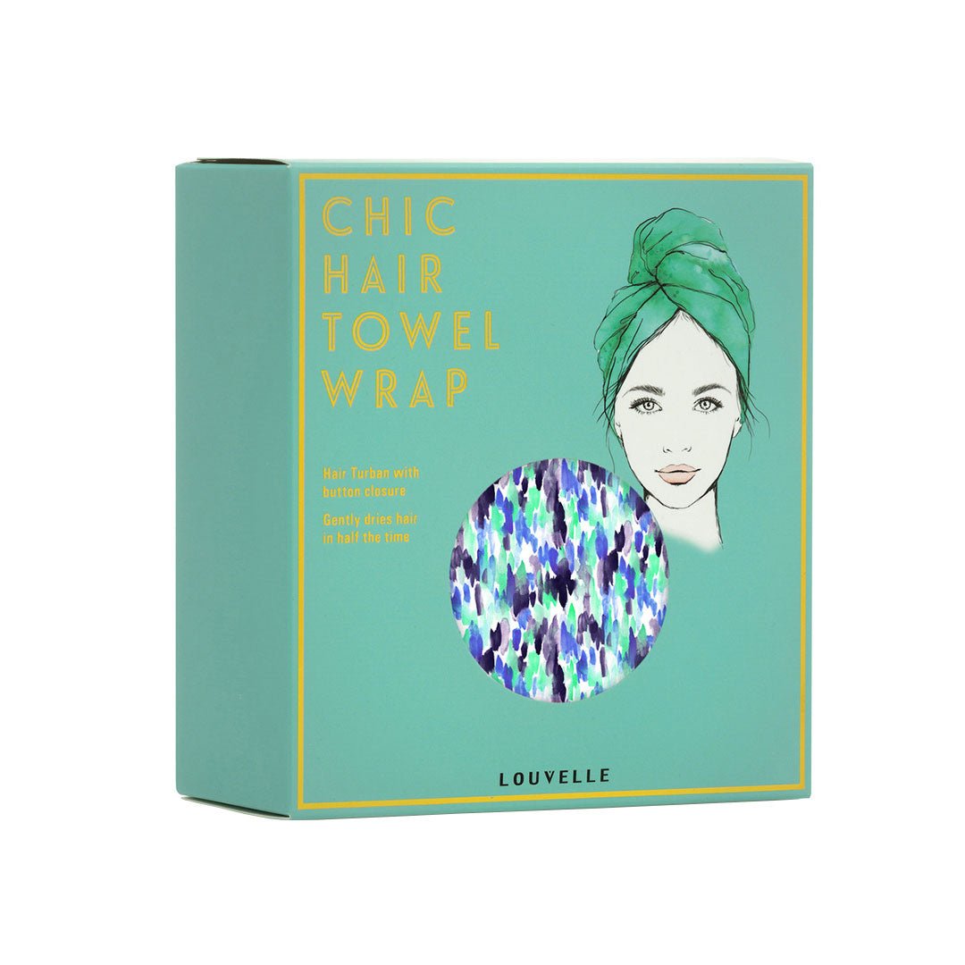 Louvelle Hair Riva Towel Wrap - Resort Blue Microfiber Hair Turban for Women - Perfect for Beach, Pool, Spa & Post-Shower Hair Care