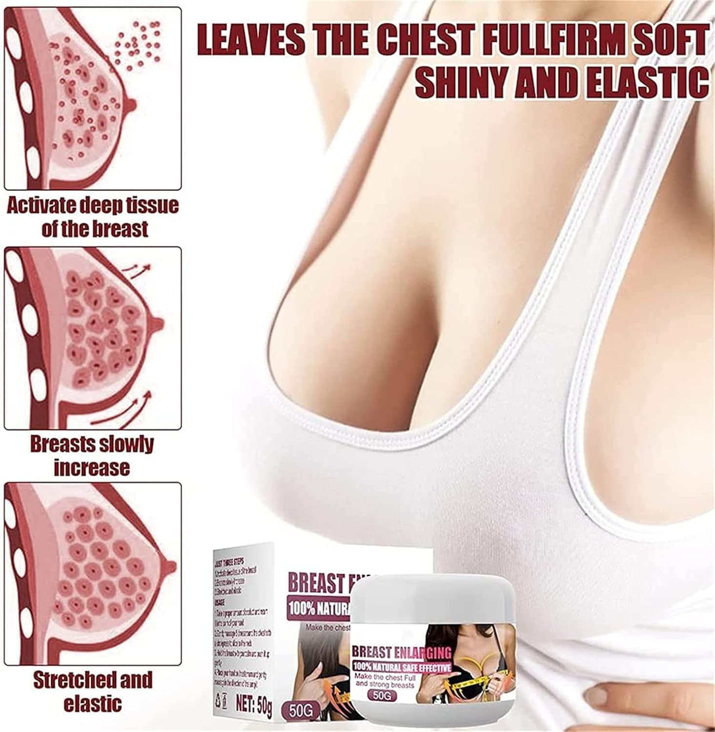 Natural Breast Enhancement Cream for Women - Firming & Lifting Massage Cream with Fast Growth Formula | Breast Enlargement & Hip Buttock Care Solution | Perfect for Daily Skincare Routine & Confidence Boost (1pc)