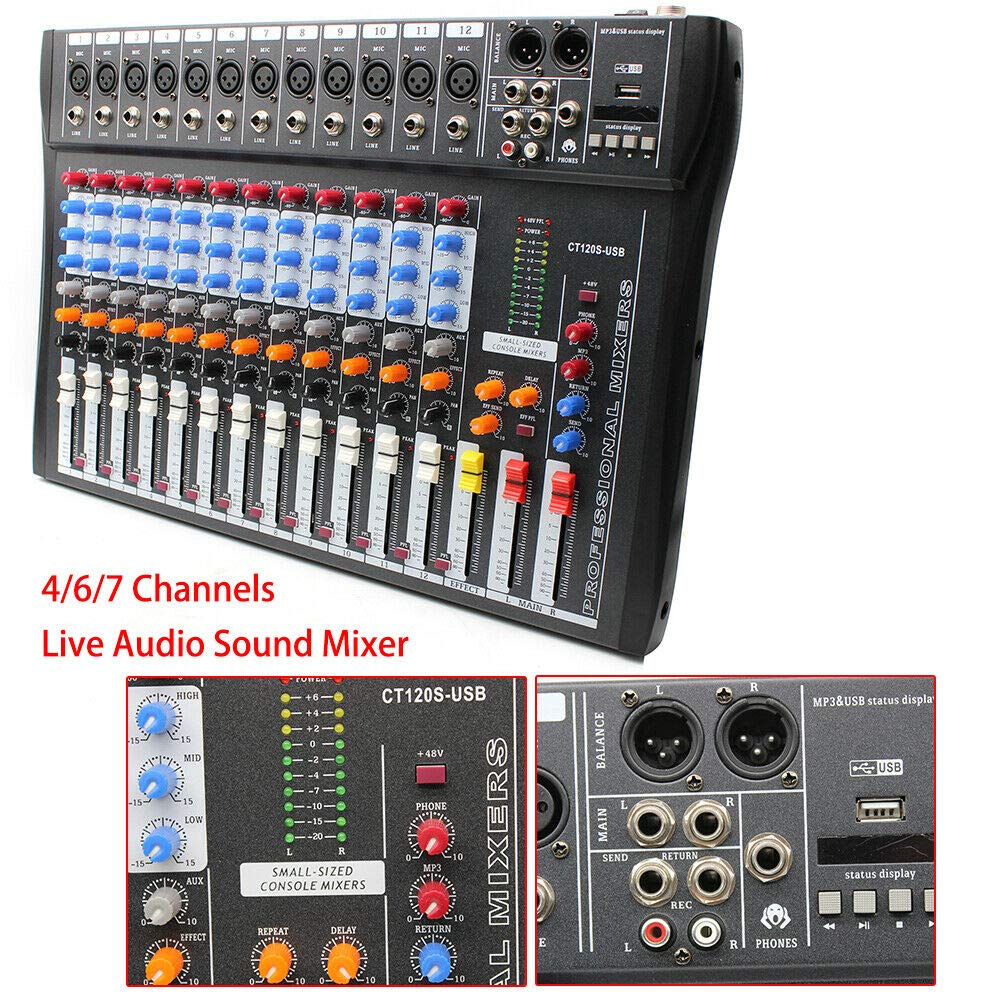 Professional Audio Mixer Amplifier - 8-Channel DJ Sound Mixing Board for Live Streaming, Studio Recording & Podcasting | Perfect for Home Studios, Church Events & Live Performances